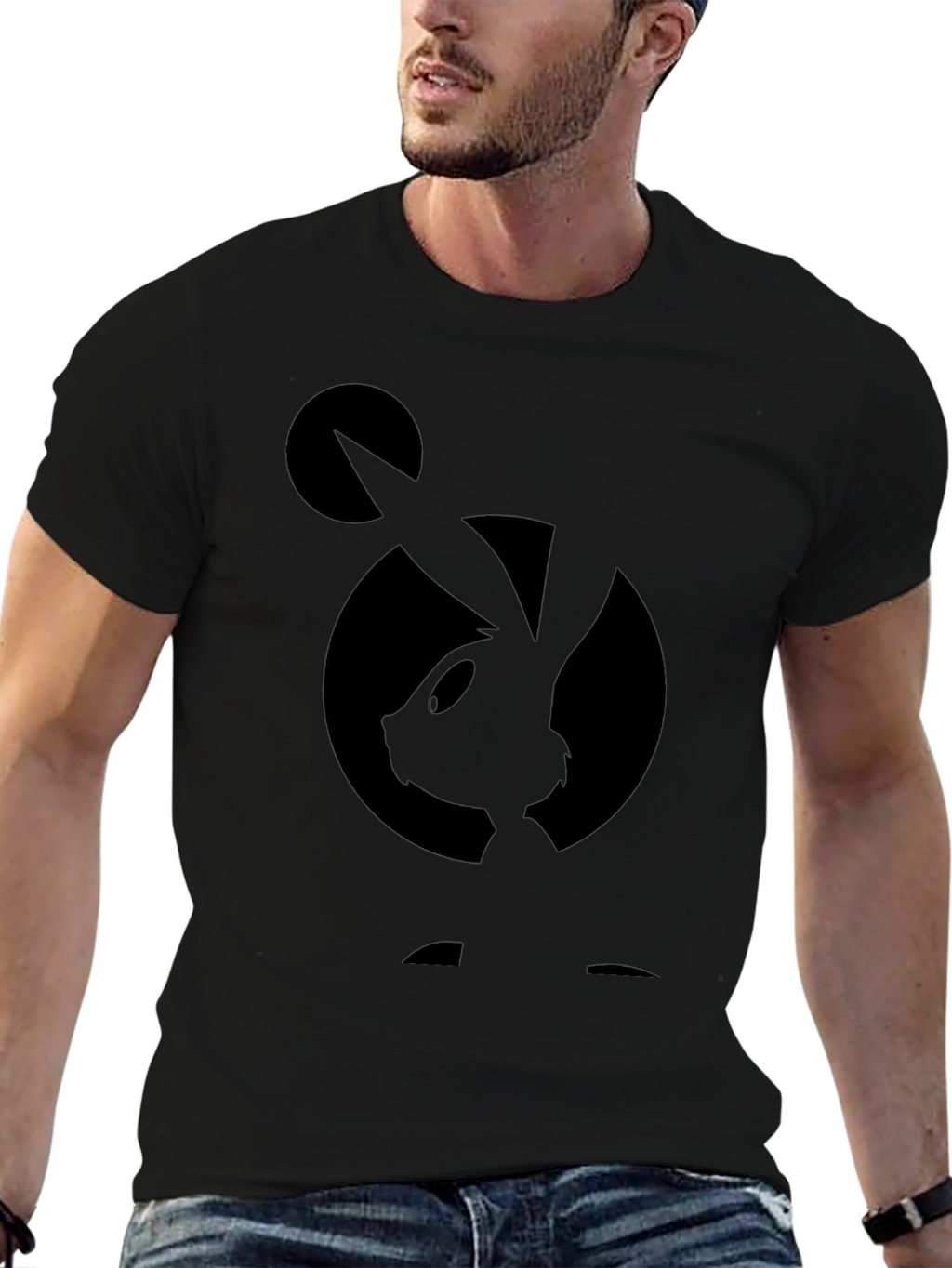 Black Bugs Bunny Silhouette Graphic T-Shirt