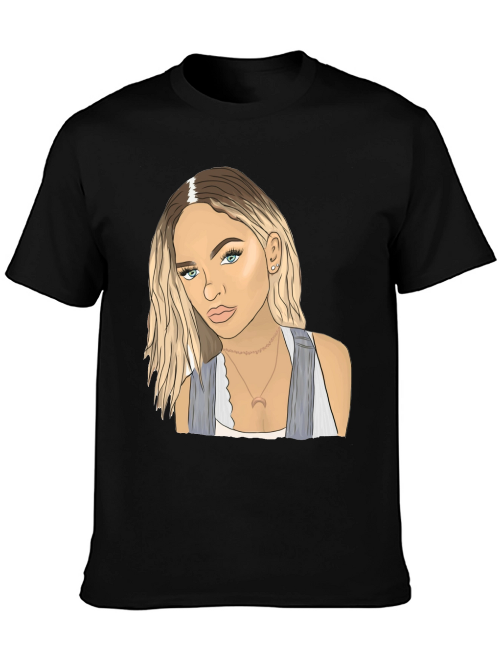 Black Tee with Blonde Woman Graphic