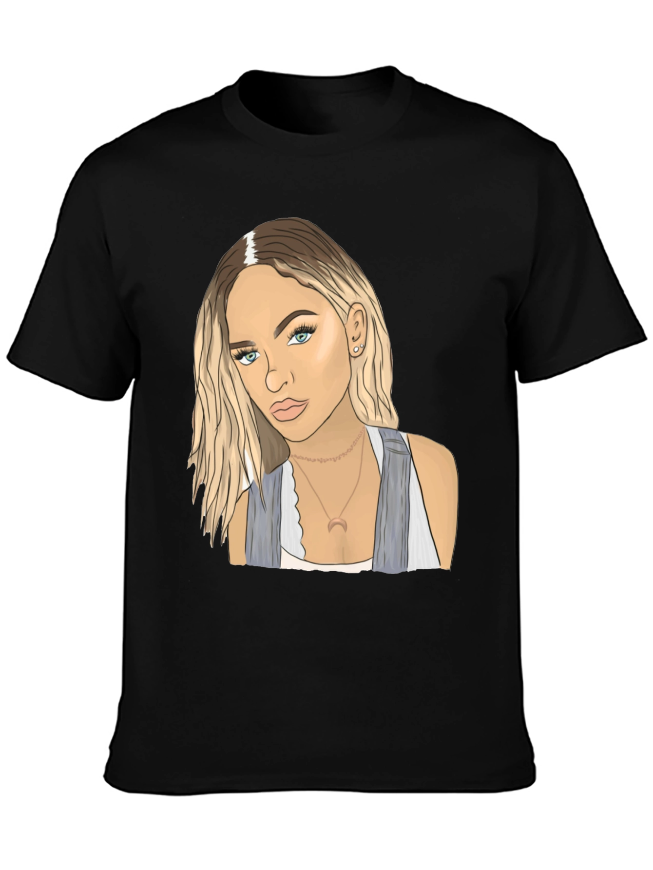 Black Tee with Blonde Woman Graphic
