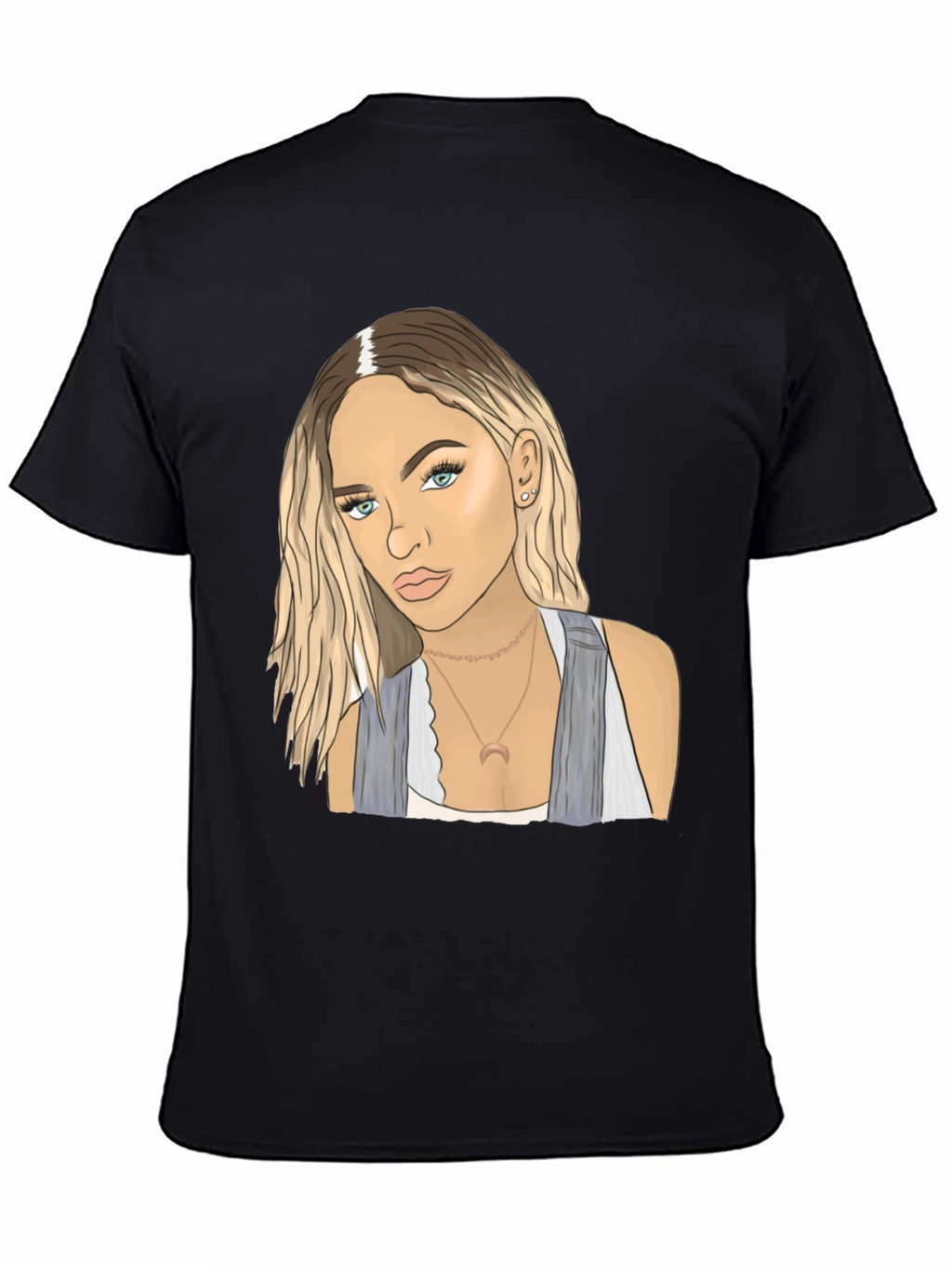 Black Tee with Blonde Woman Graphic