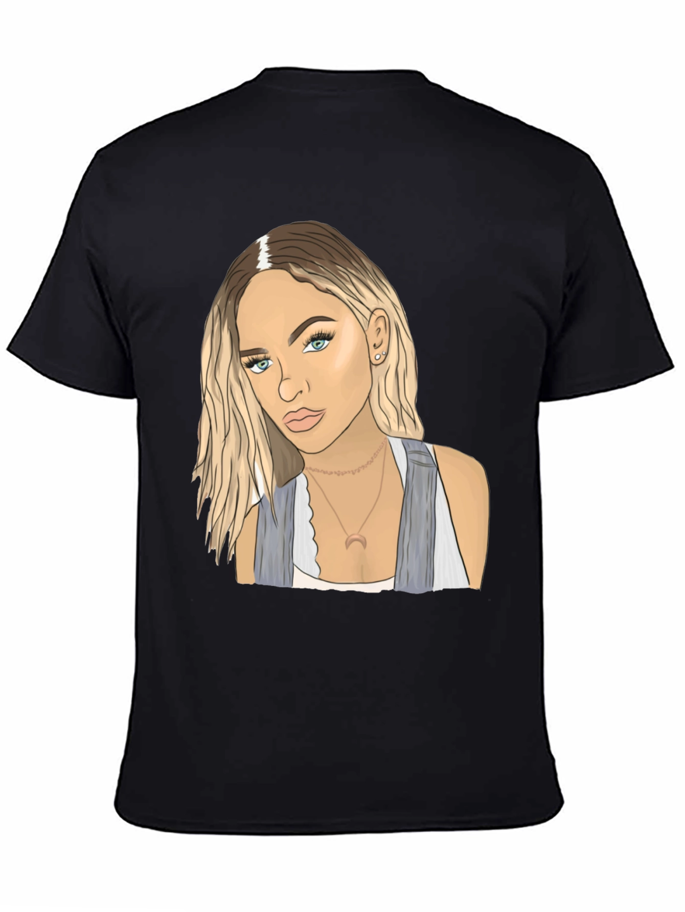 Black Tee with Blonde Woman Graphic