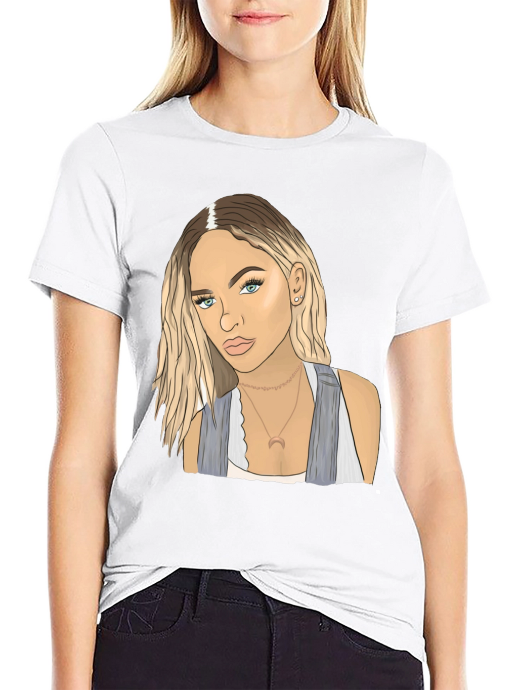 Black Tee with Blonde Woman Graphic