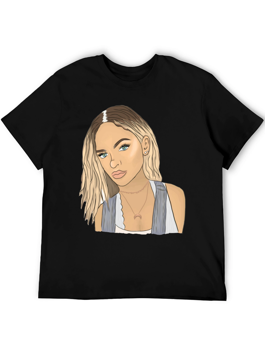 Black Tee with Blonde Woman Graphic