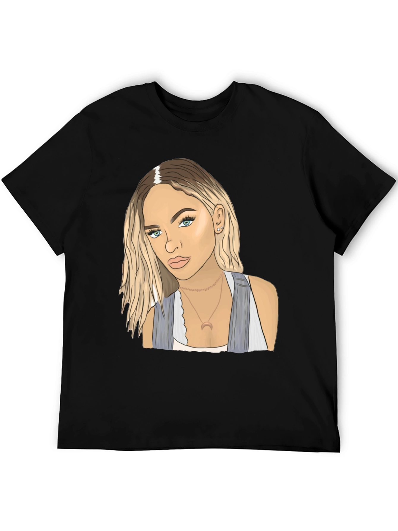 Black Tee with Blonde Woman Graphic