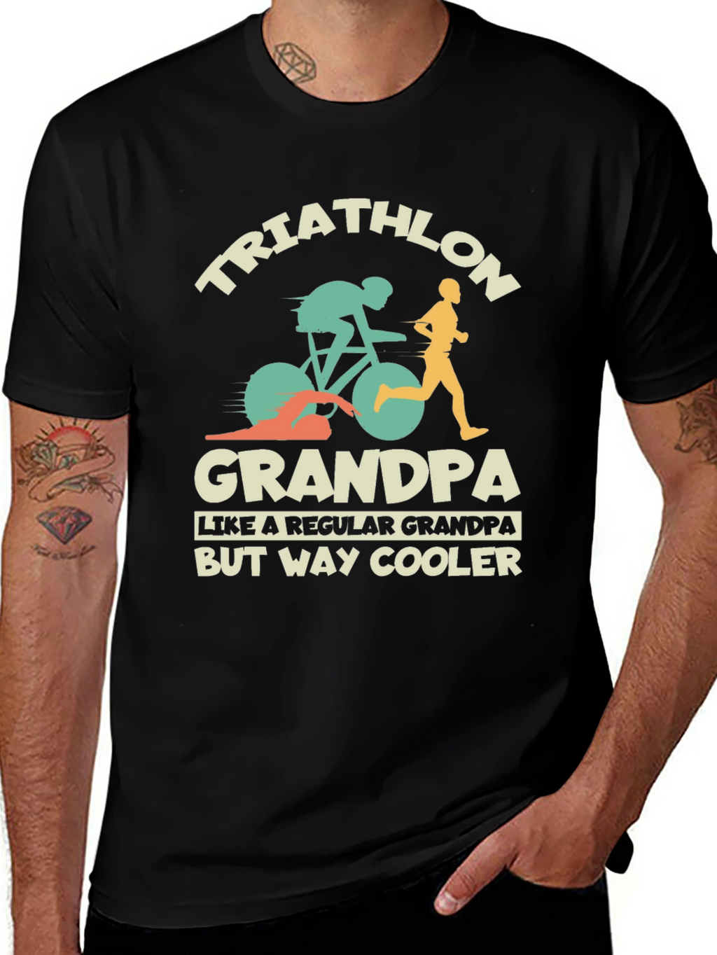 Triathlon Grandpa T-Shirt - Cool Grandfather Tee