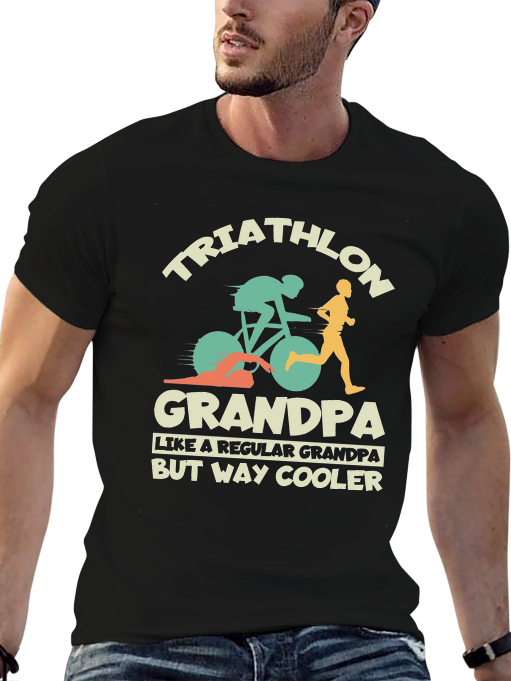 Triathlon Grandpa T-Shirt - Cool Grandfather Tee