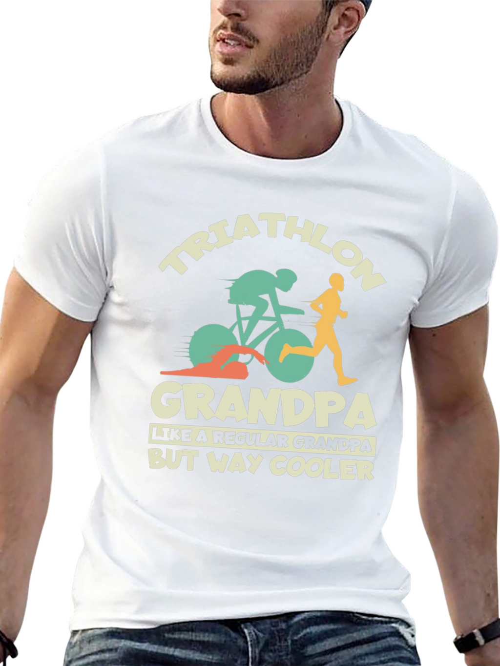 Triathlon Grandpa T-Shirt - Cool Grandfather Tee
