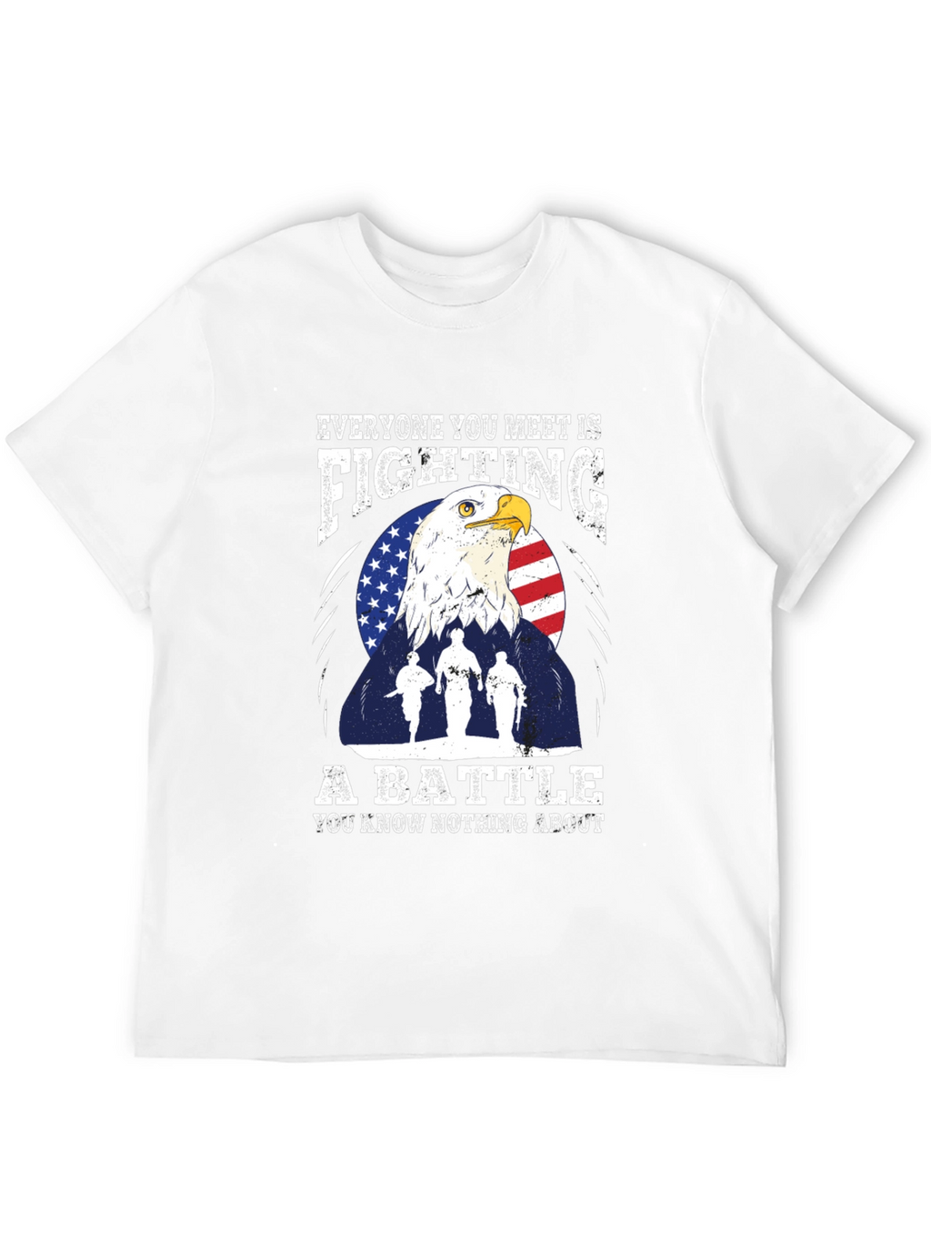 Patriotic Eagle and Soldiers Graphic T-Shirt - A Battle