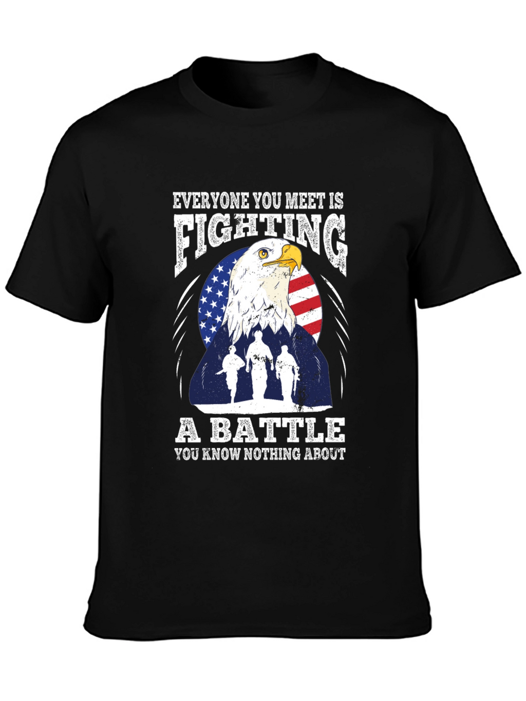 Patriotic Eagle and Soldiers Graphic T-Shirt - A Battle