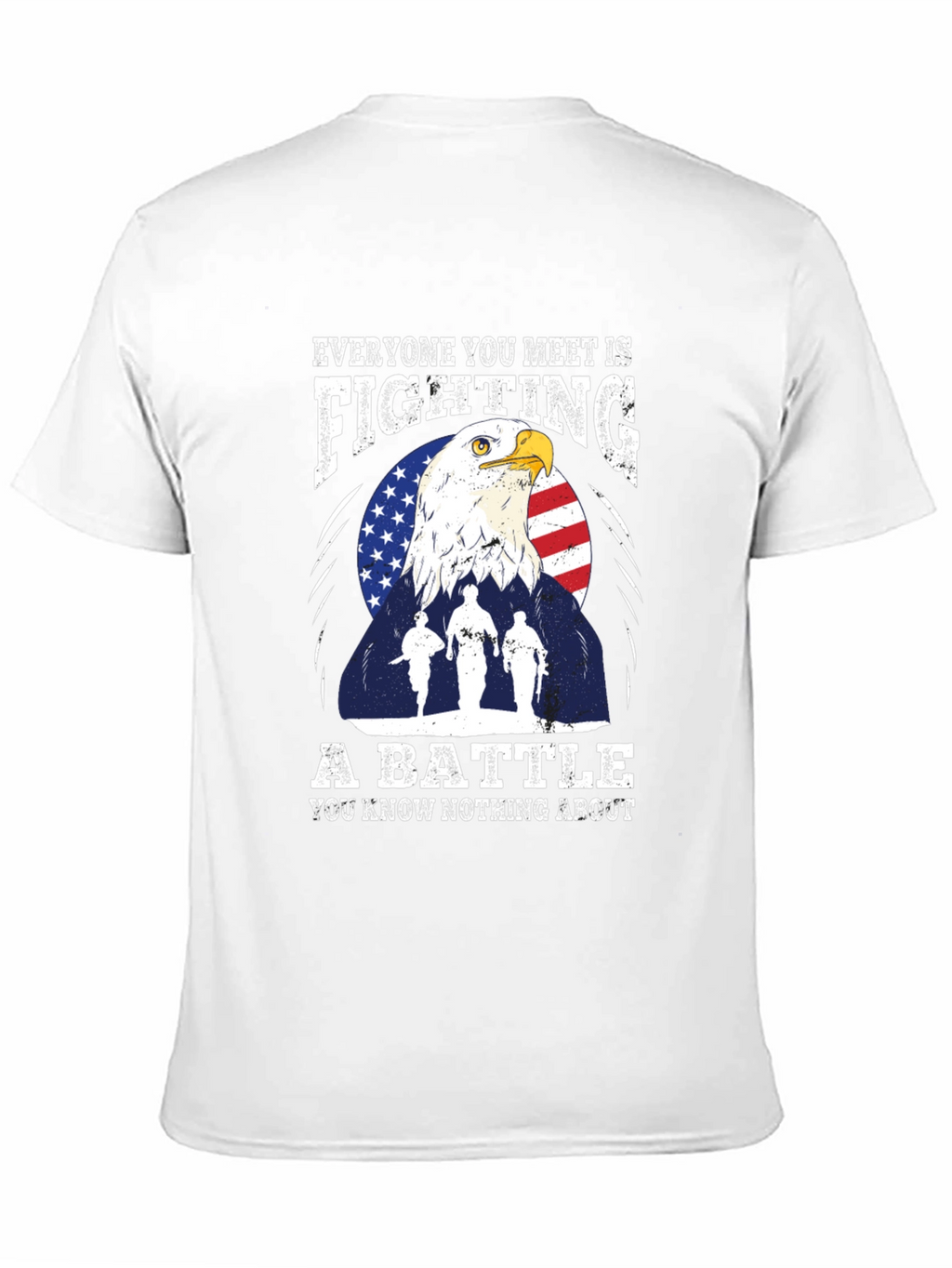 Patriotic Eagle and Soldiers Graphic T-Shirt - A Battle