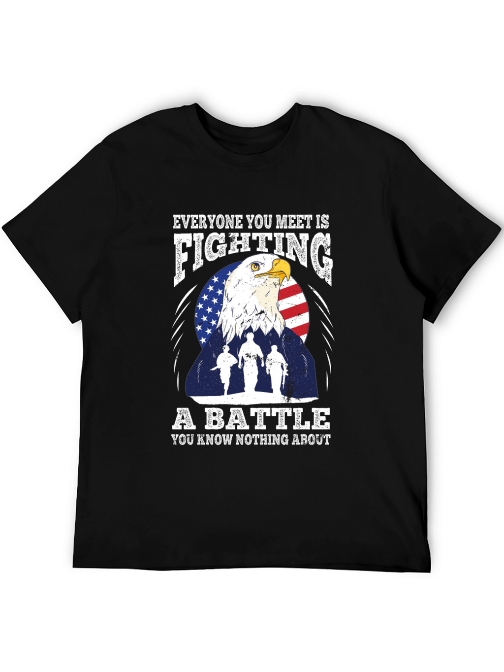 Patriotic Eagle and Soldiers Graphic T-Shirt - A Battle