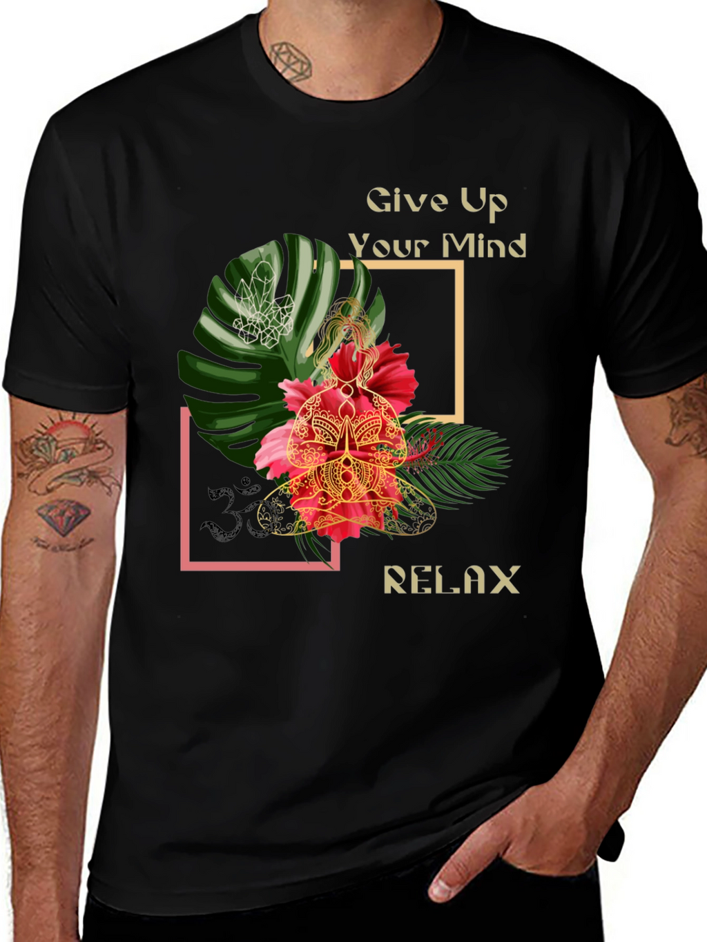 Relax Mind T-Shirt - Floral Meditation Tee