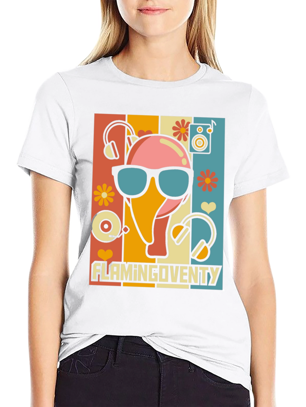 Retro Flamingo Music Lover T-Shirt