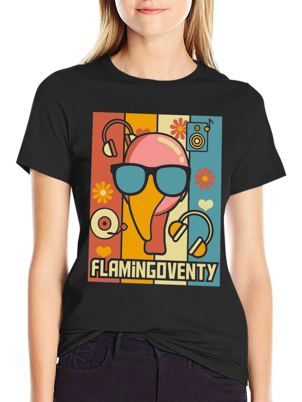 Retro Flamingo Music Lover T-Shirt