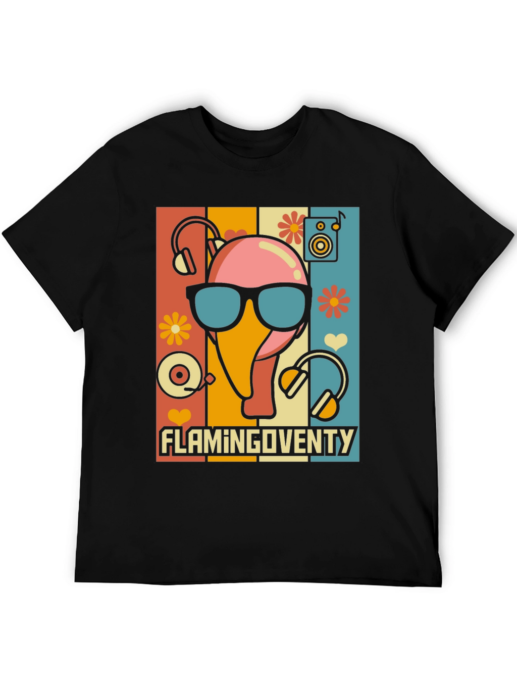 Retro Flamingo Music Lover T-Shirt