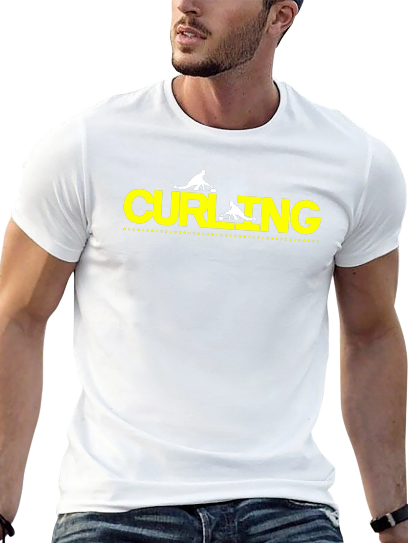 Curling Sport Black Graphic Tee