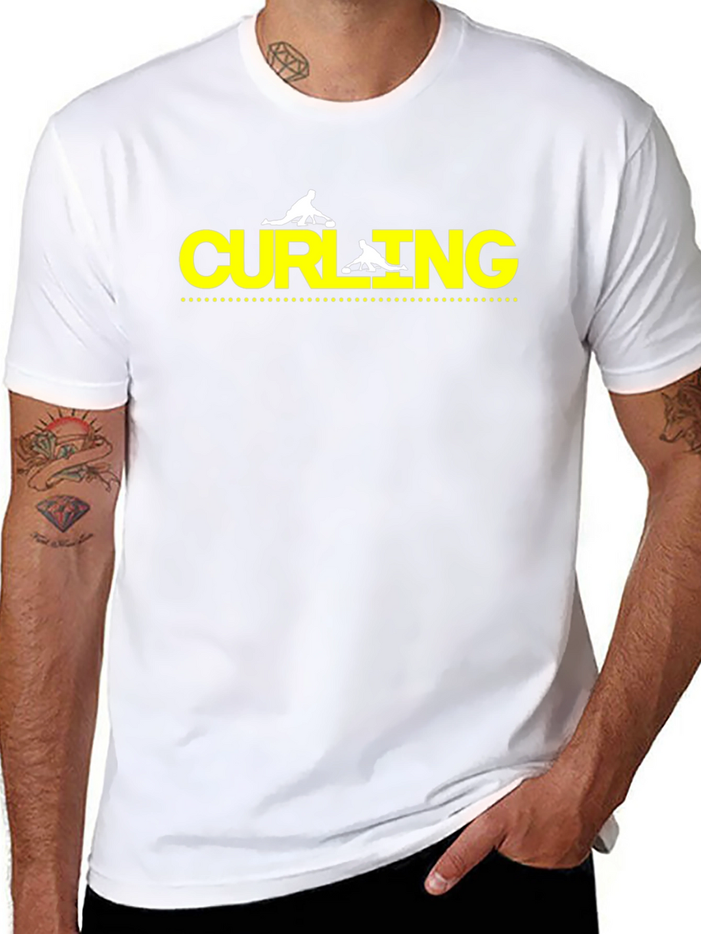 Curling Sport Black Graphic Tee
