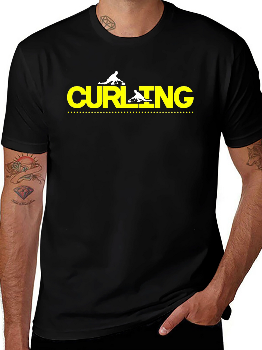 Curling Sport Black Graphic Tee