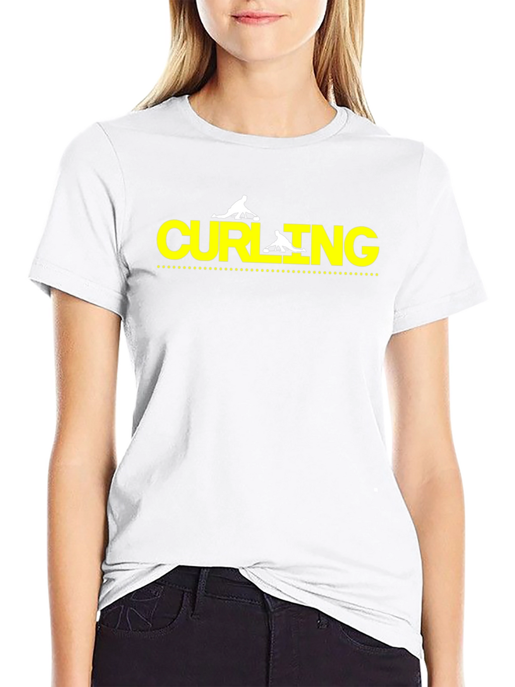 Curling Sport Black Graphic Tee