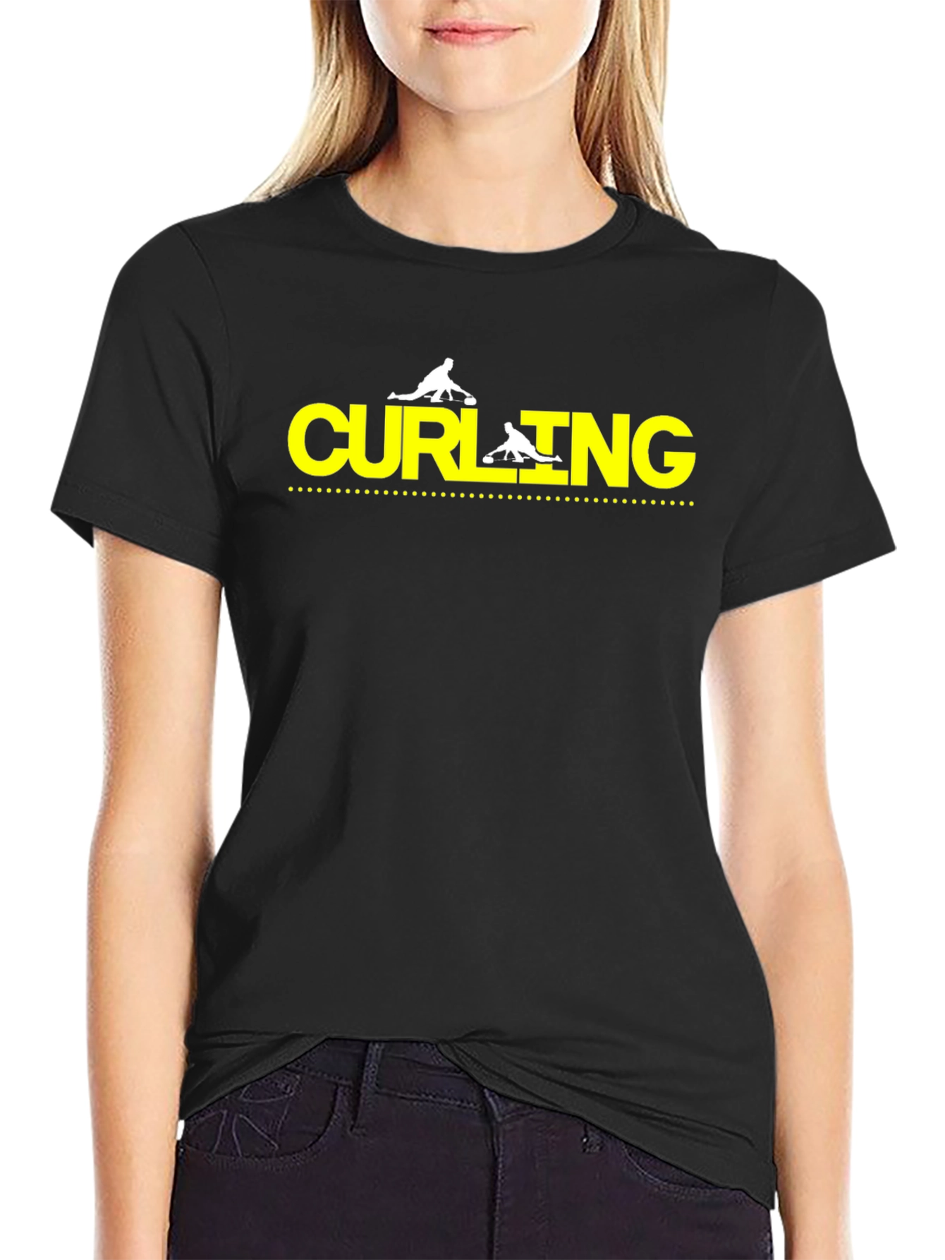 Curling Sport Black Graphic Tee