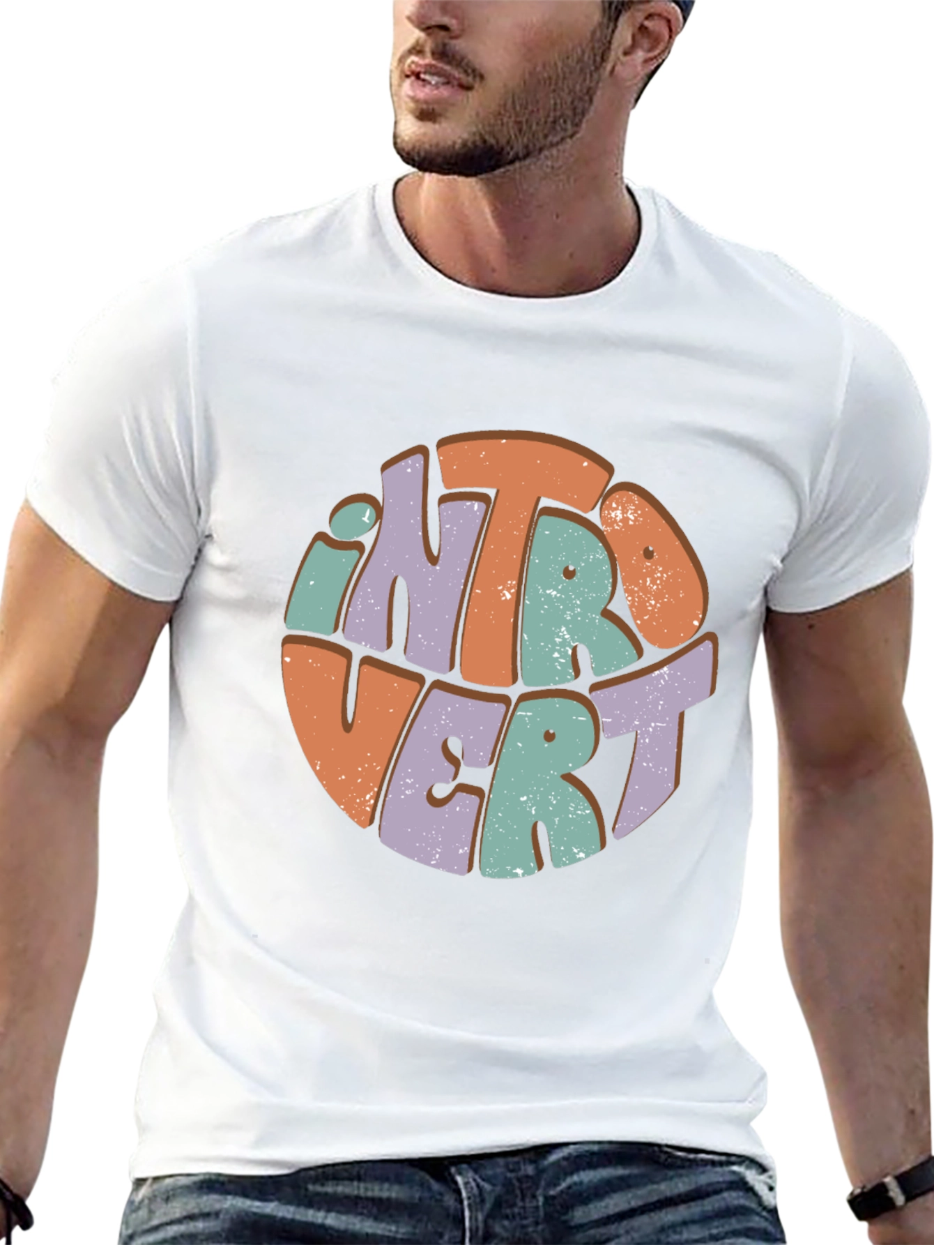 Retro Introvert Graphic Tee - Comfortable Cotton Blend