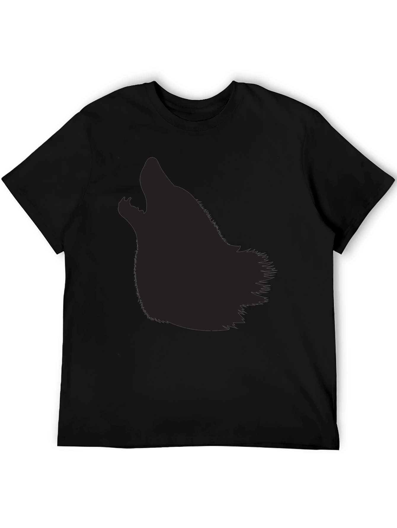 Mens Black Wolf Silhouette Graphic Tee