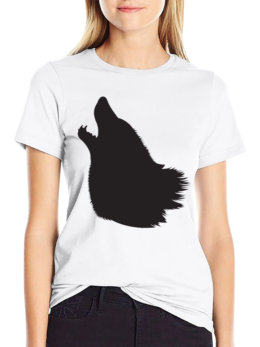 Mens Black Wolf Silhouette Graphic Tee