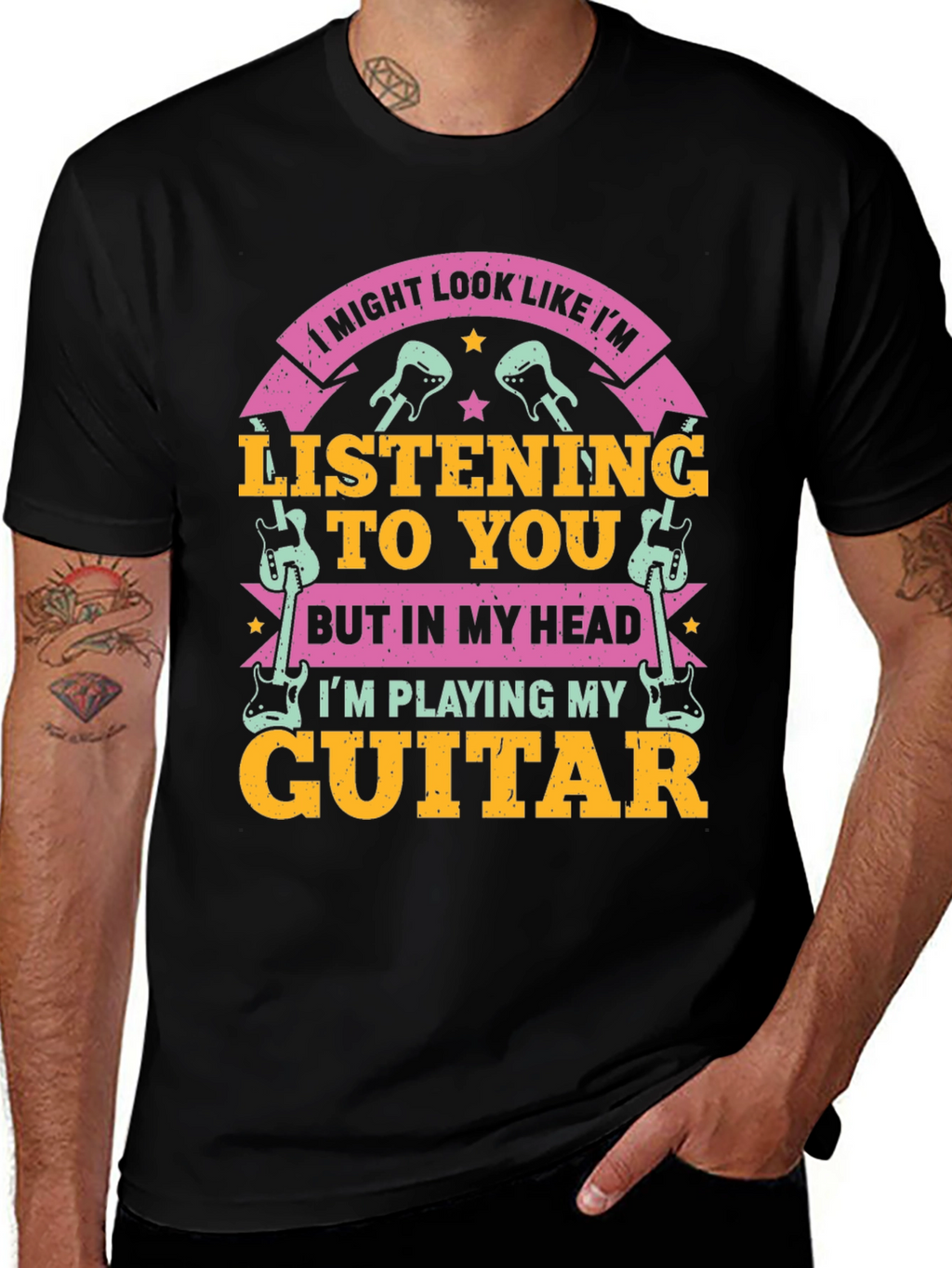 Guitar Lover T-Shirt - Playing My Guitar Graphic Tee