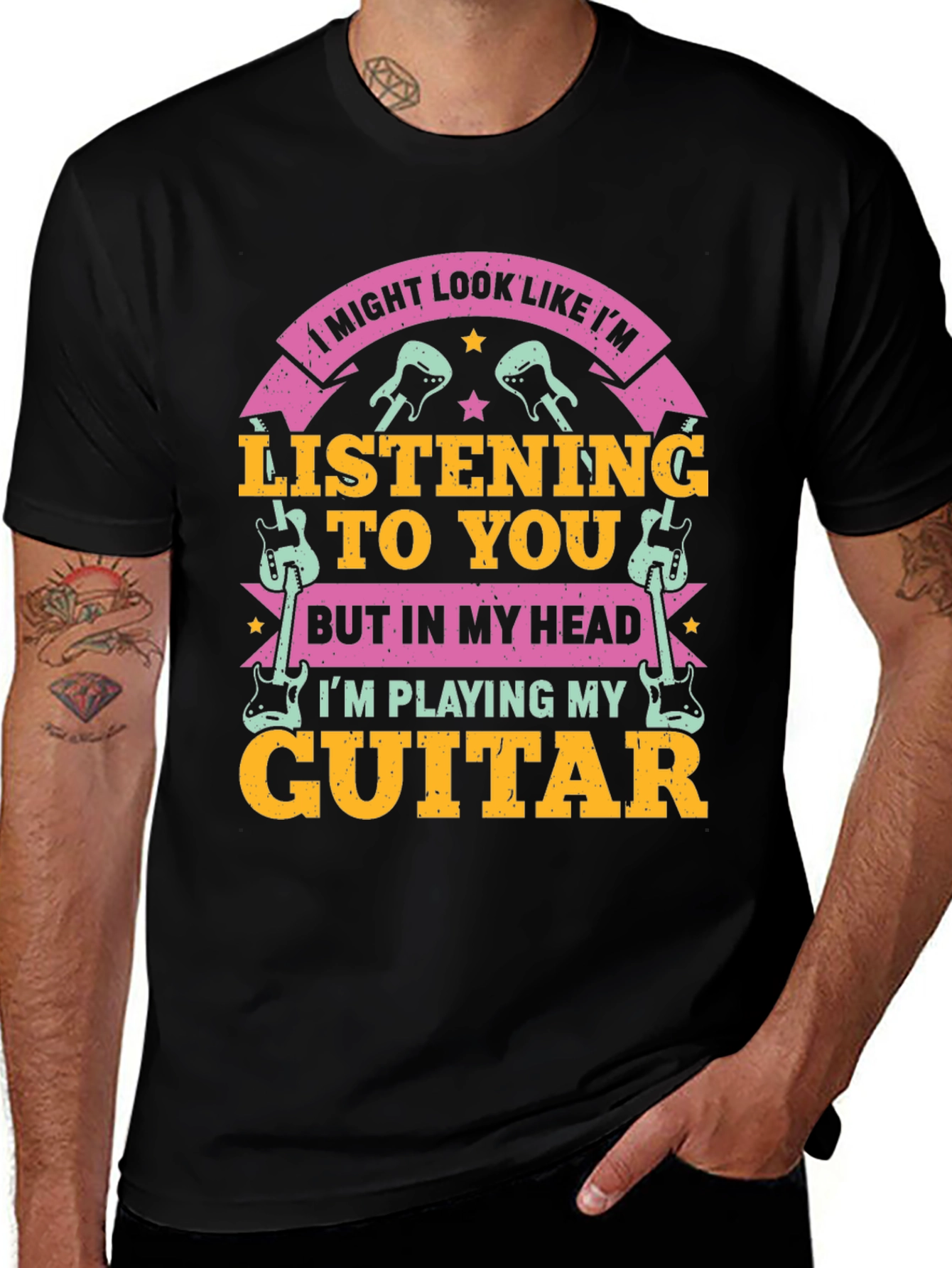 Guitar Lover T-Shirt - Playing My Guitar Graphic Tee