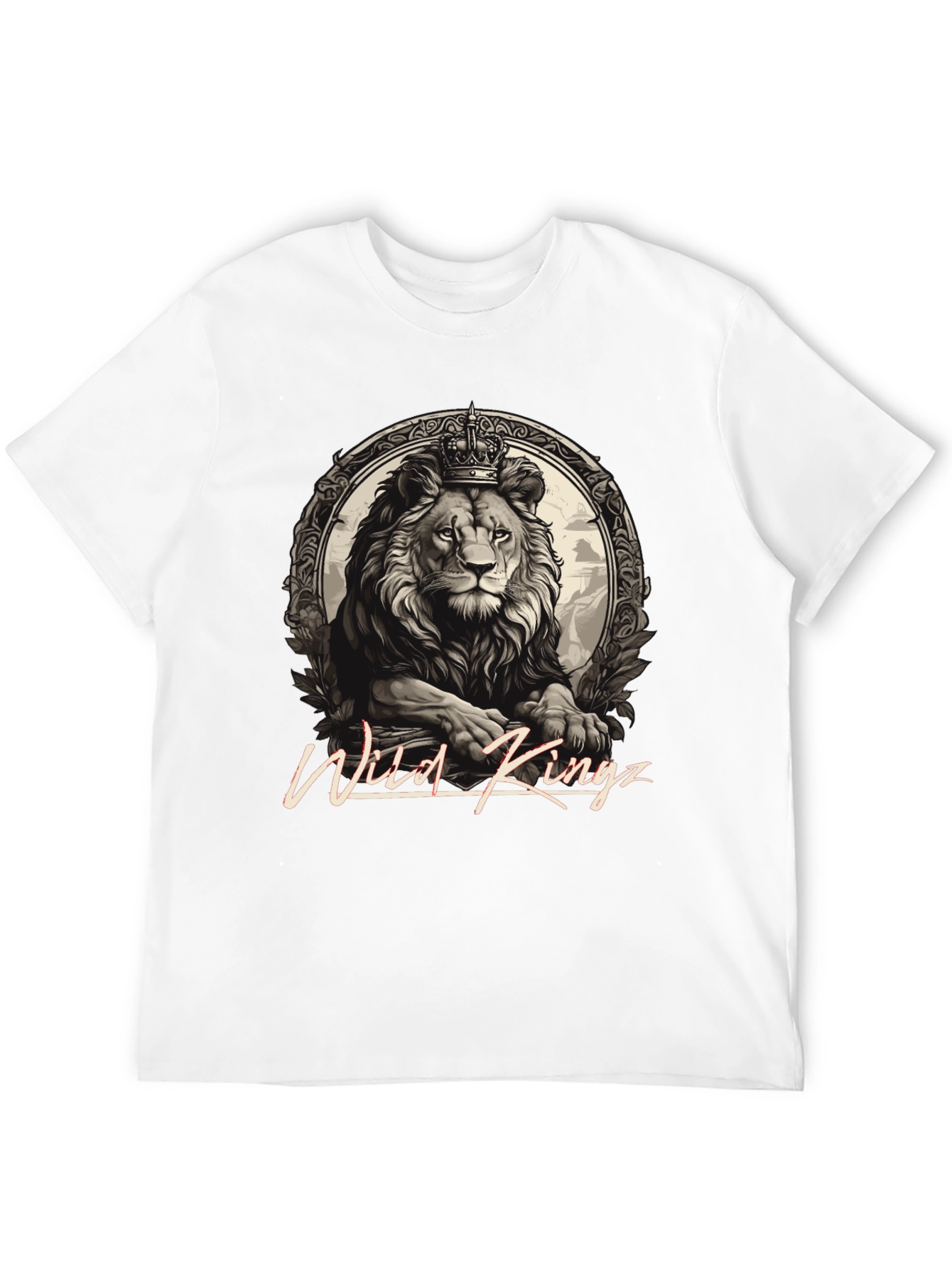 Wild Kingz Lion Graphic Tee - Premium Cotton Black T-Shirt