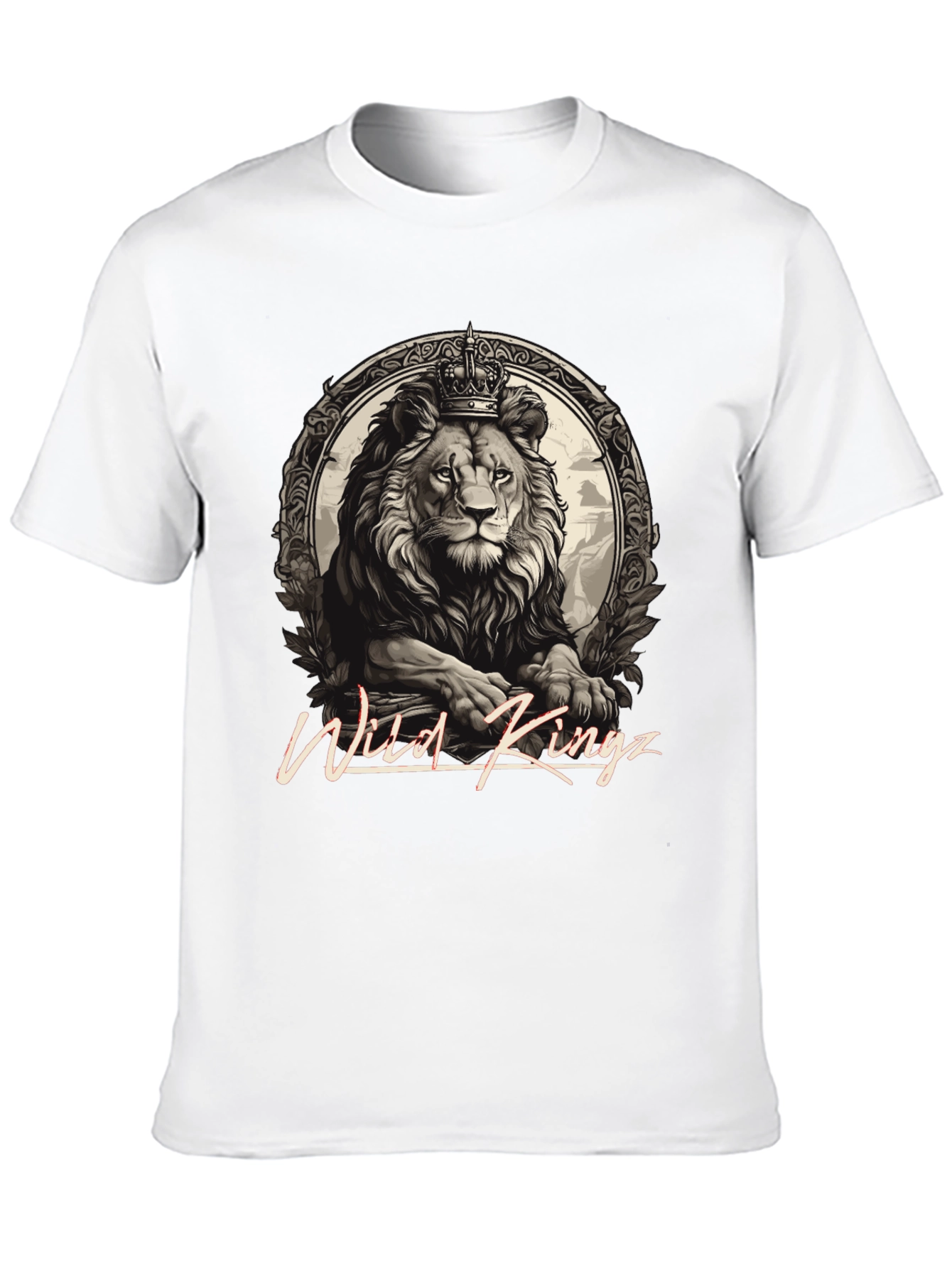 Wild Kingz Lion Graphic Tee - Premium Cotton Black T-Shirt