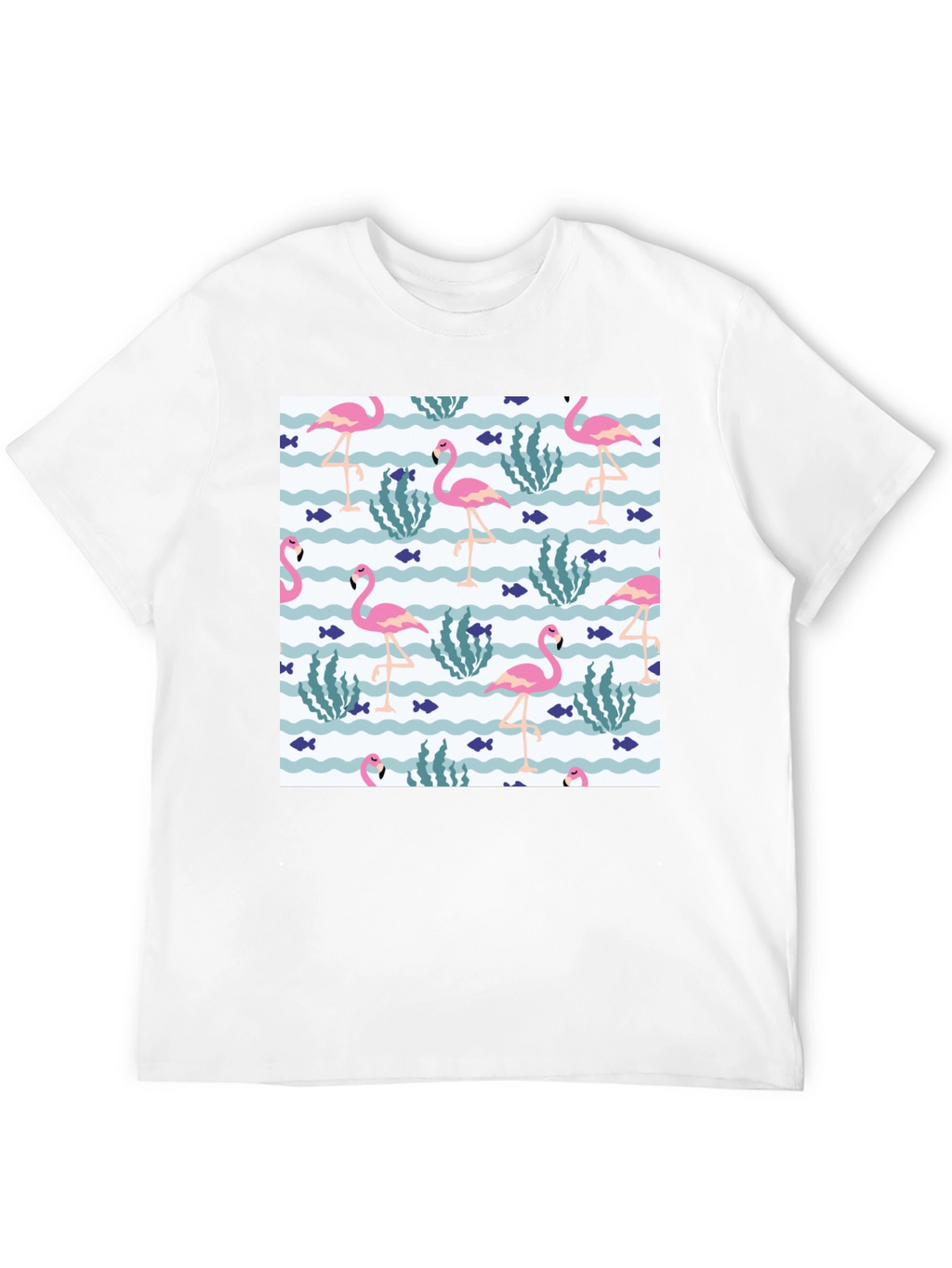 Fun Flamingo Print Black T-Shirt