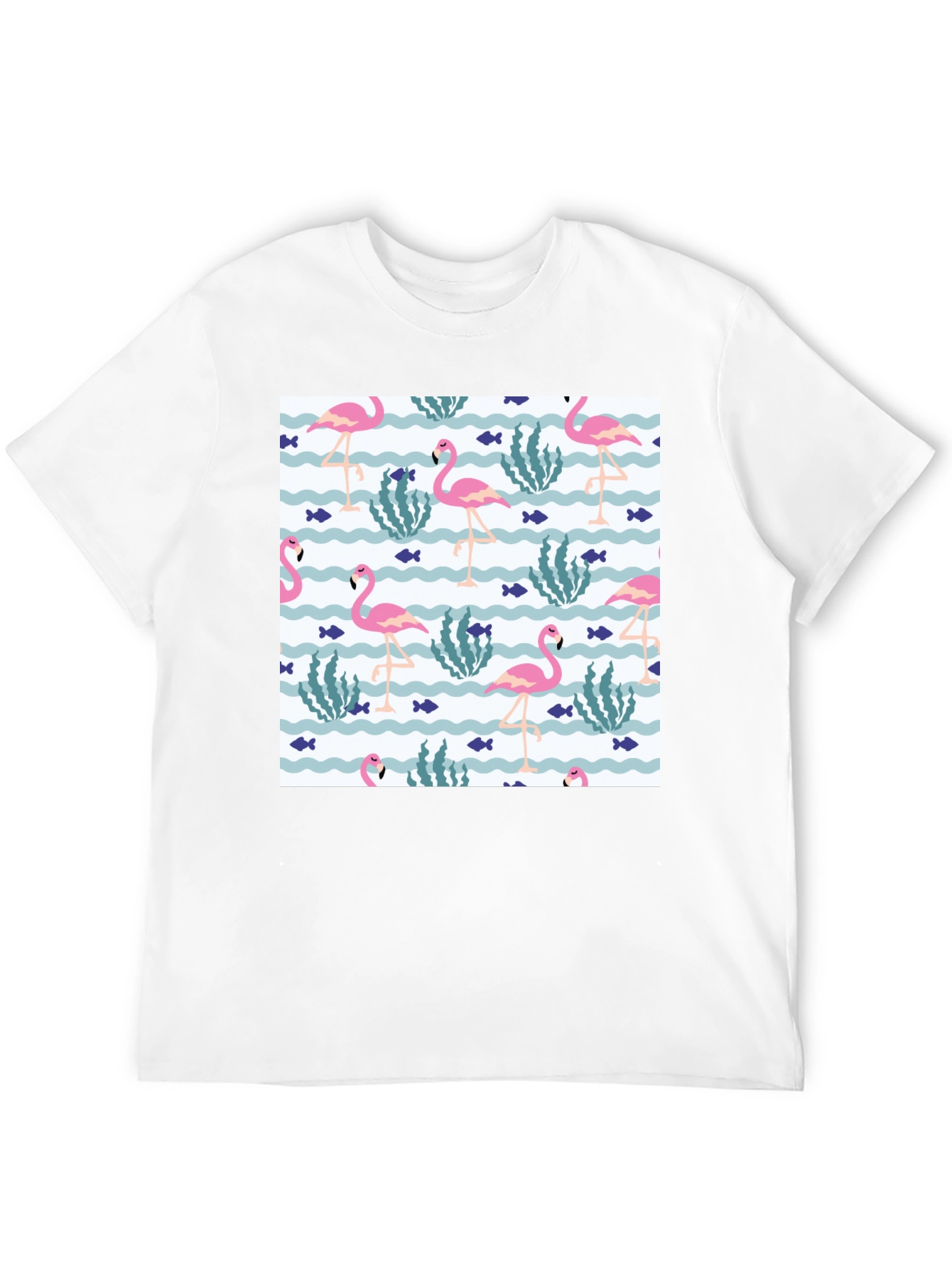 Fun Flamingo Print Black T-Shirt