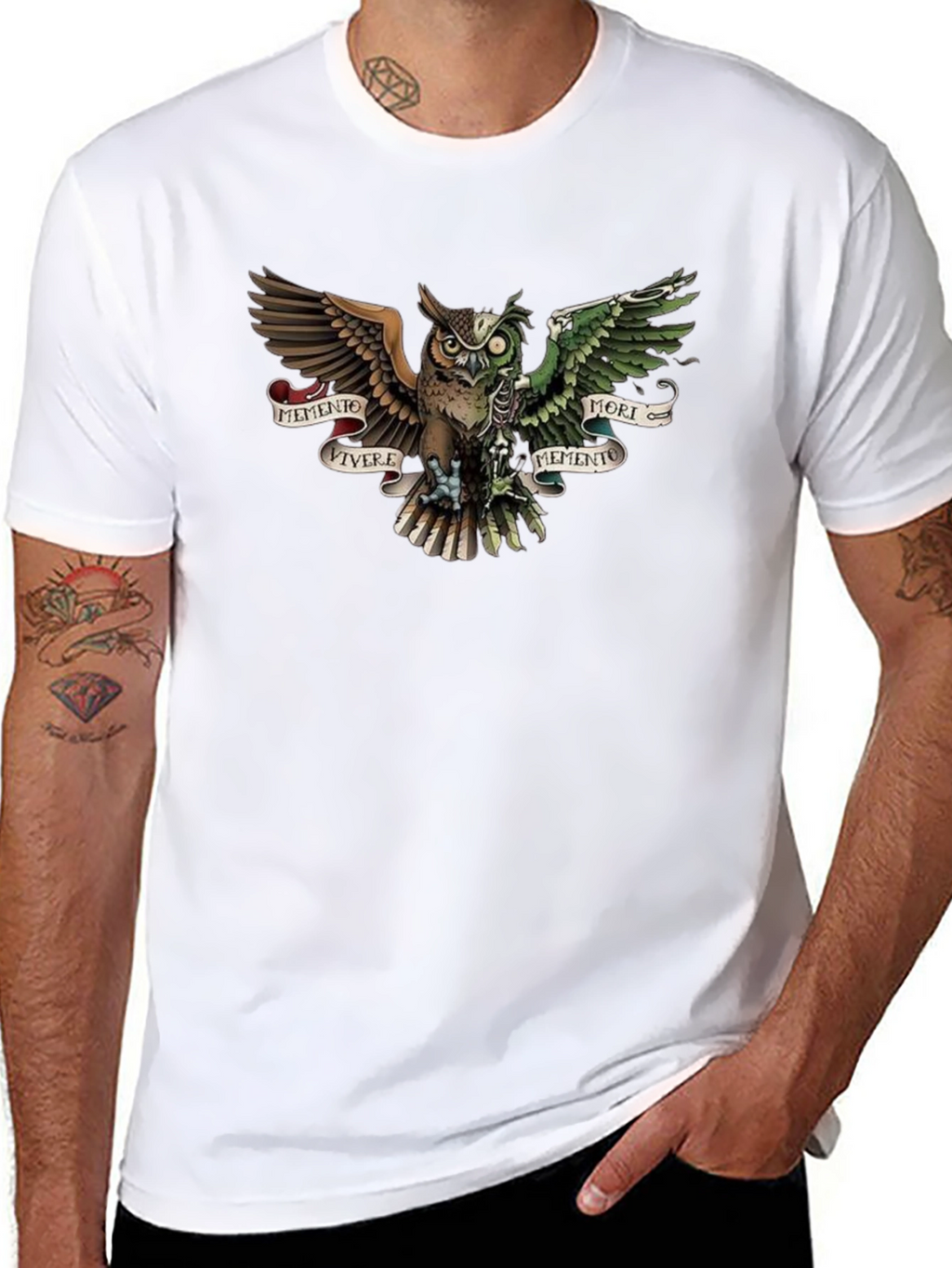 Memento Vivere Mori Owl T-Shirt - Unique Design