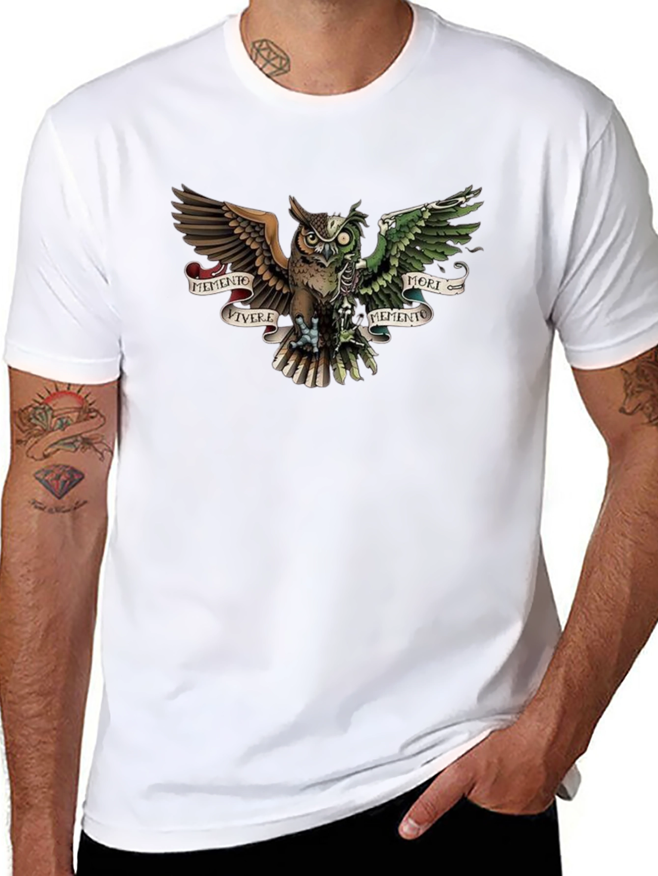 Memento Vivere Mori Owl T-Shirt - Unique Design