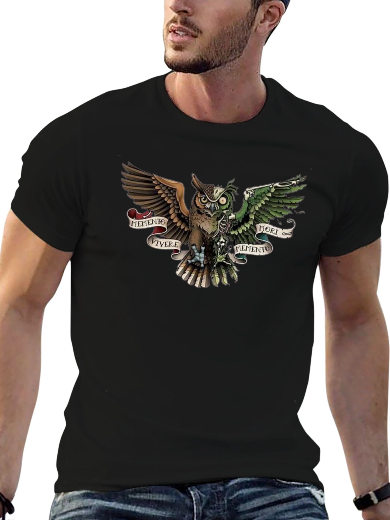 Memento Vivere Mori Owl T-Shirt - Unique Design