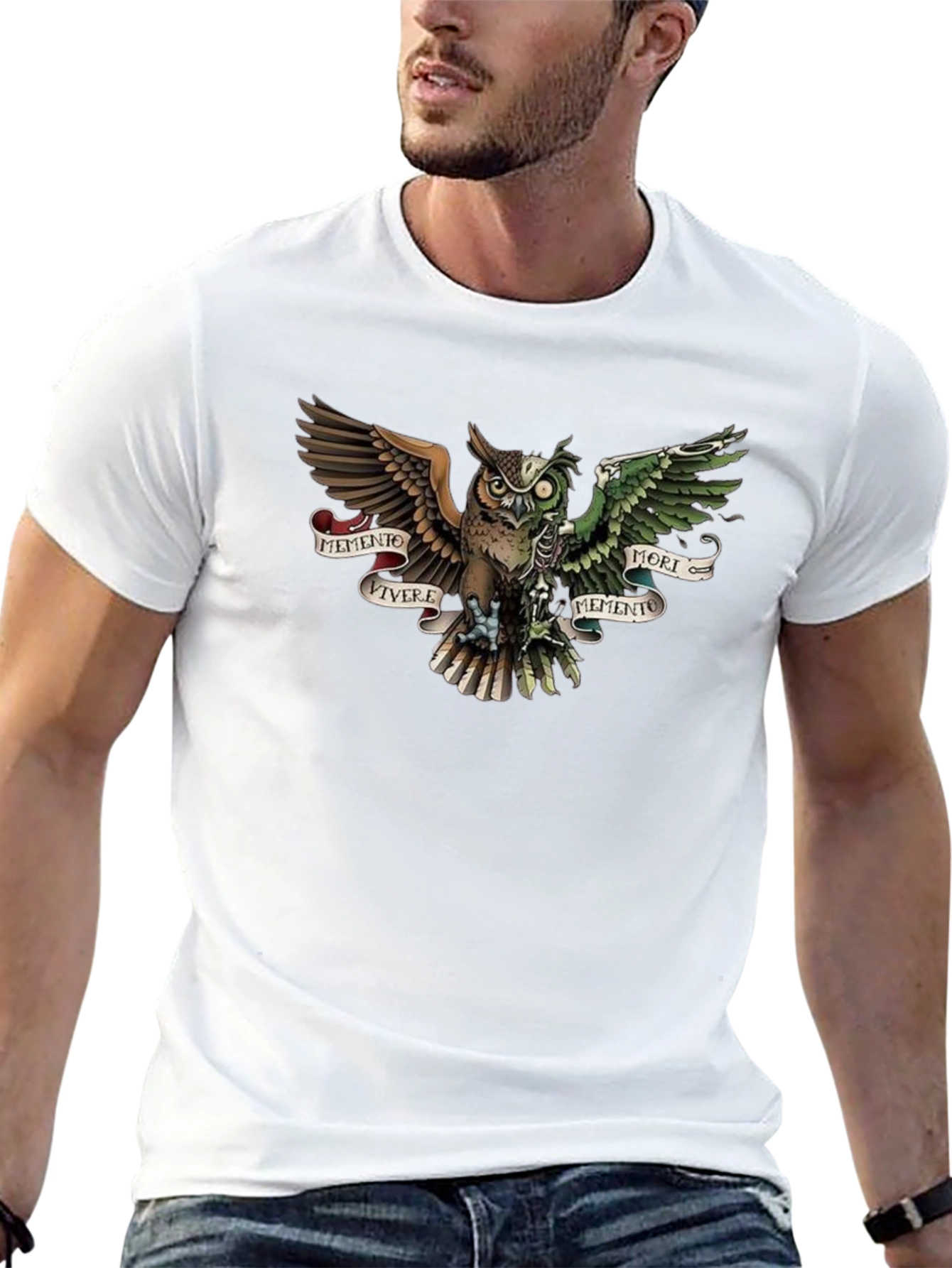 Memento Vivere Mori Owl T-Shirt - Unique Design