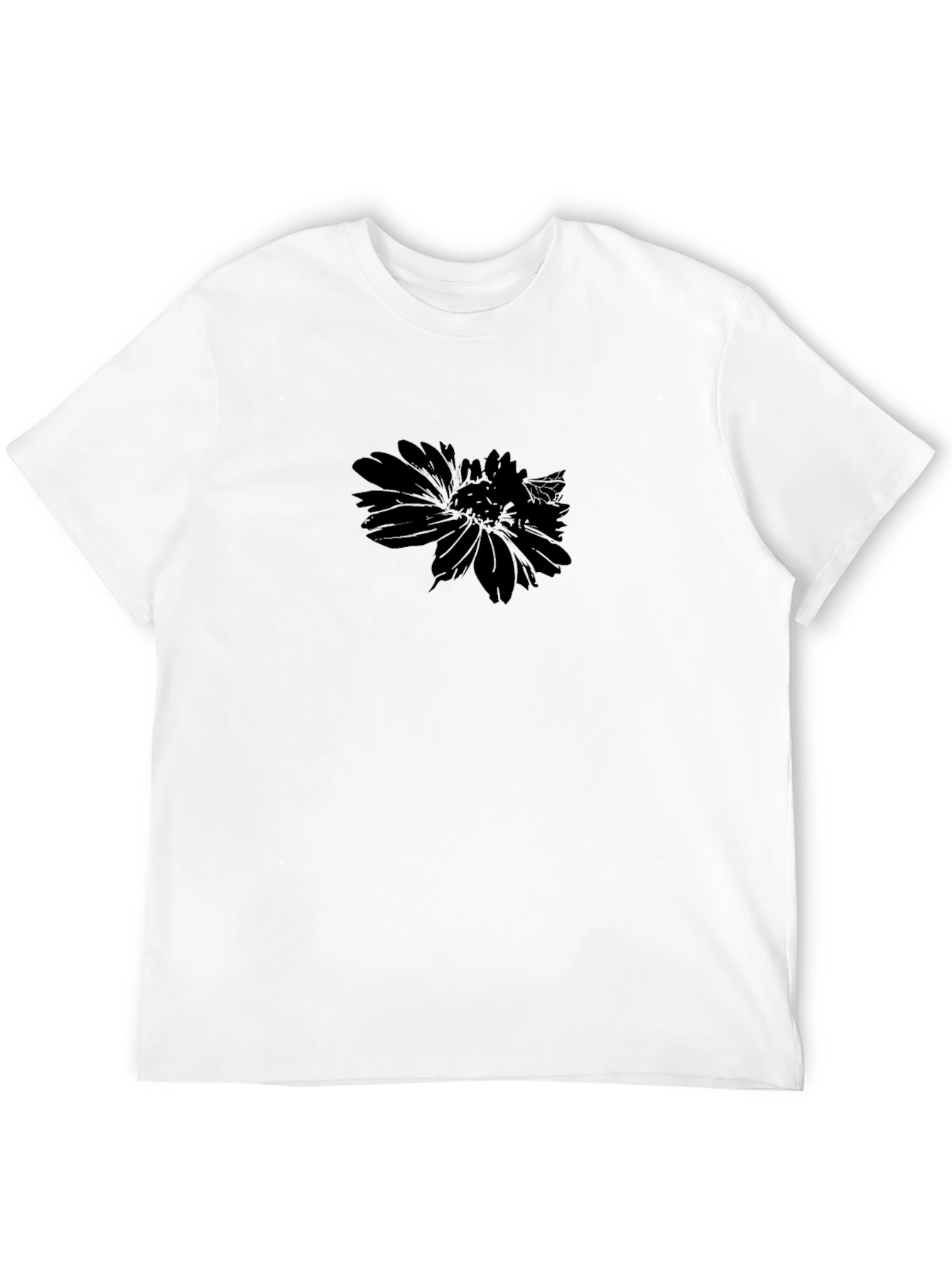 Black Flower Silhouette T-Shirt - Modern Minimalist Tee