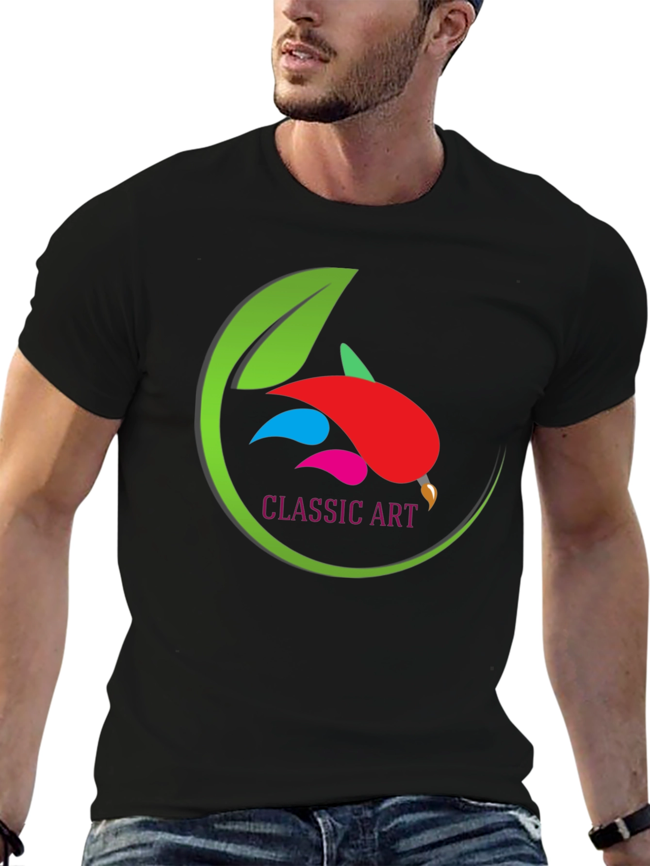 Classic Art Design Black T-Shirt