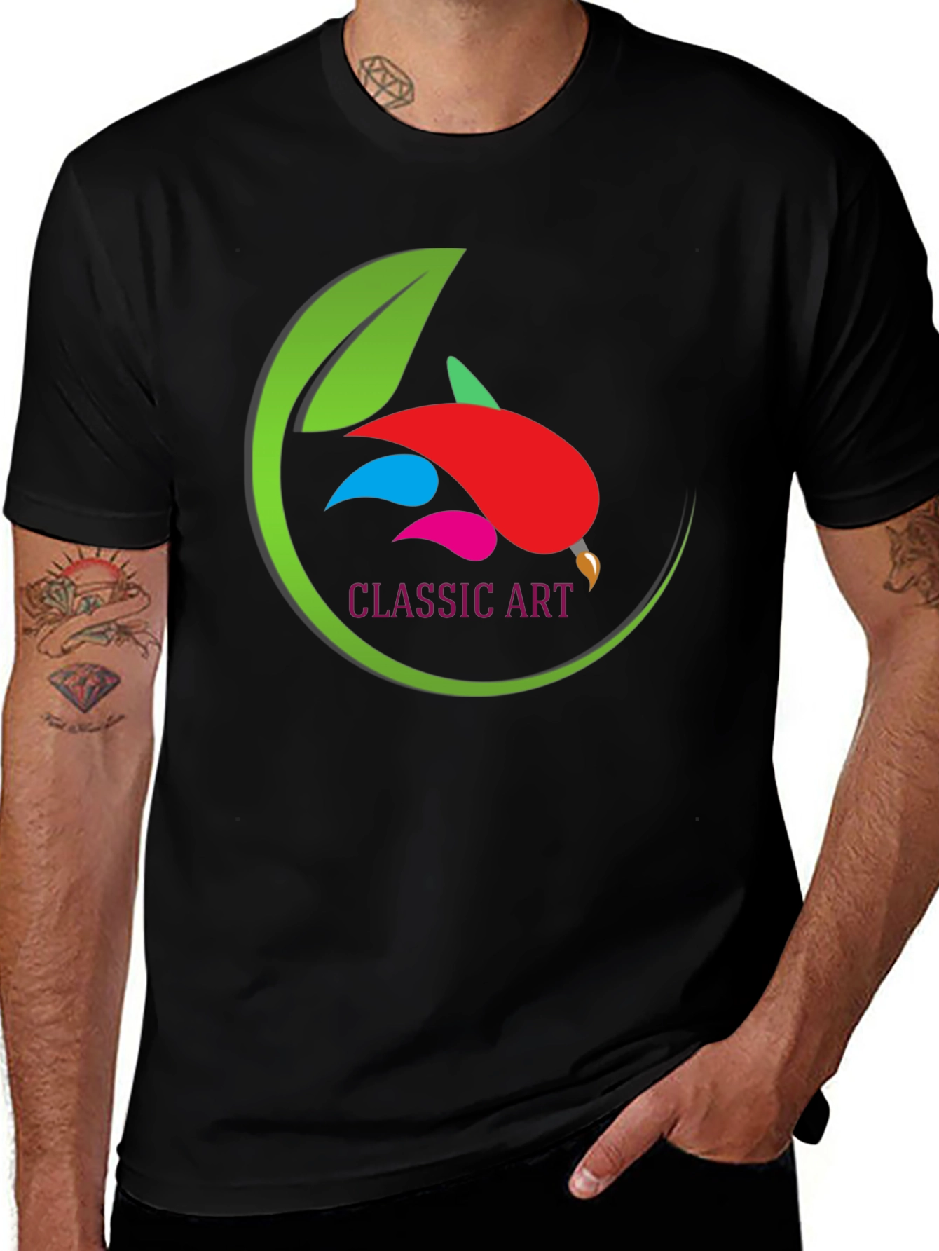 Classic Art Design Black T-Shirt