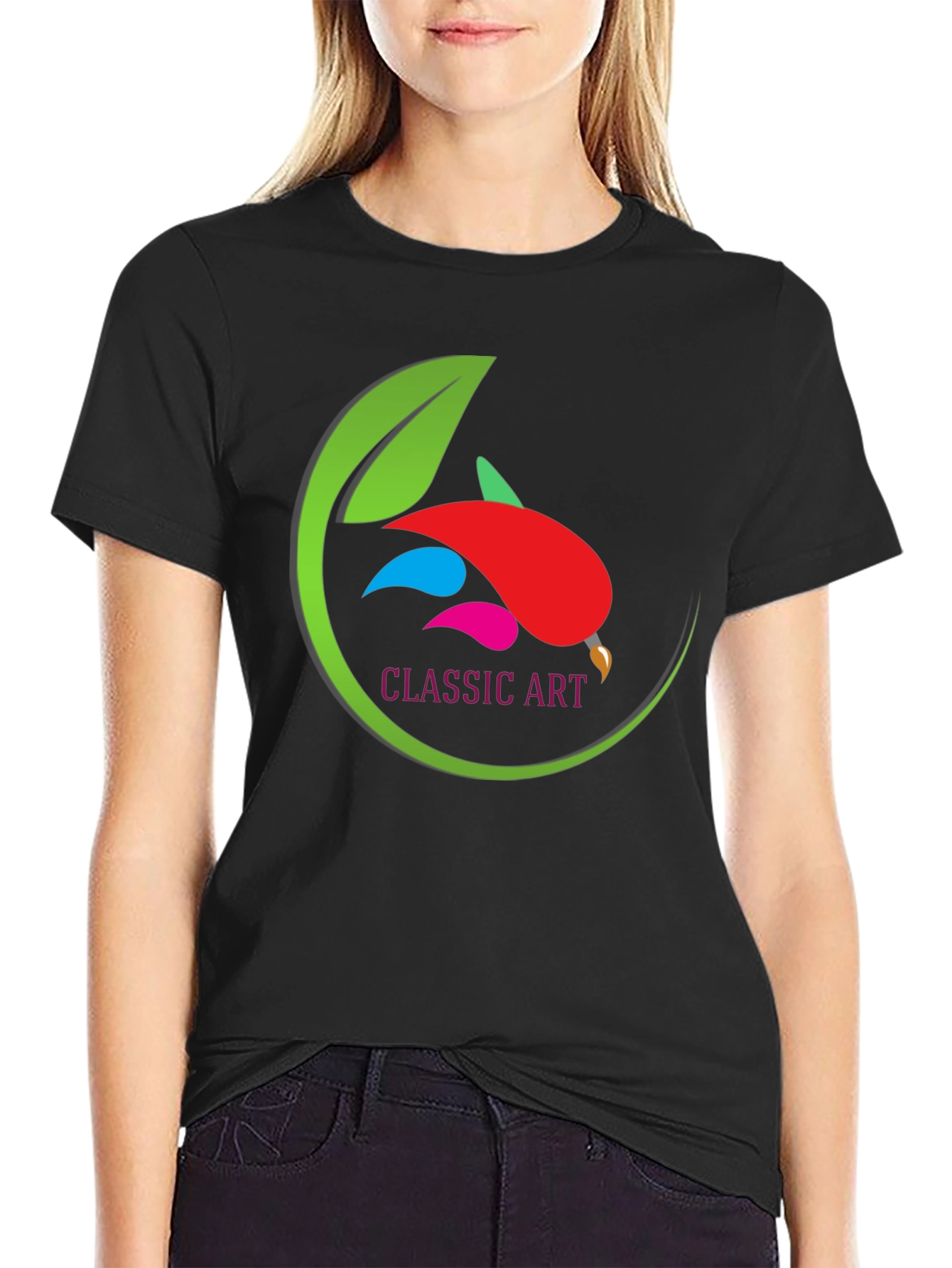 Classic Art Design Black T-Shirt
