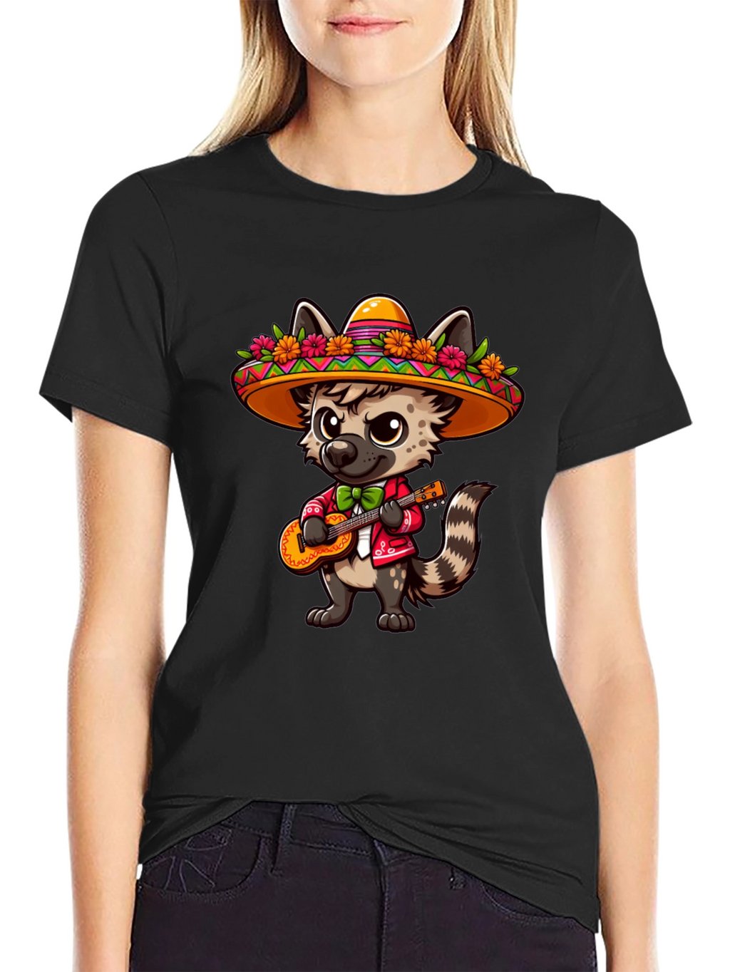 Fiesta Fun T-Shirt: Hyena with Sombrero & Guitar