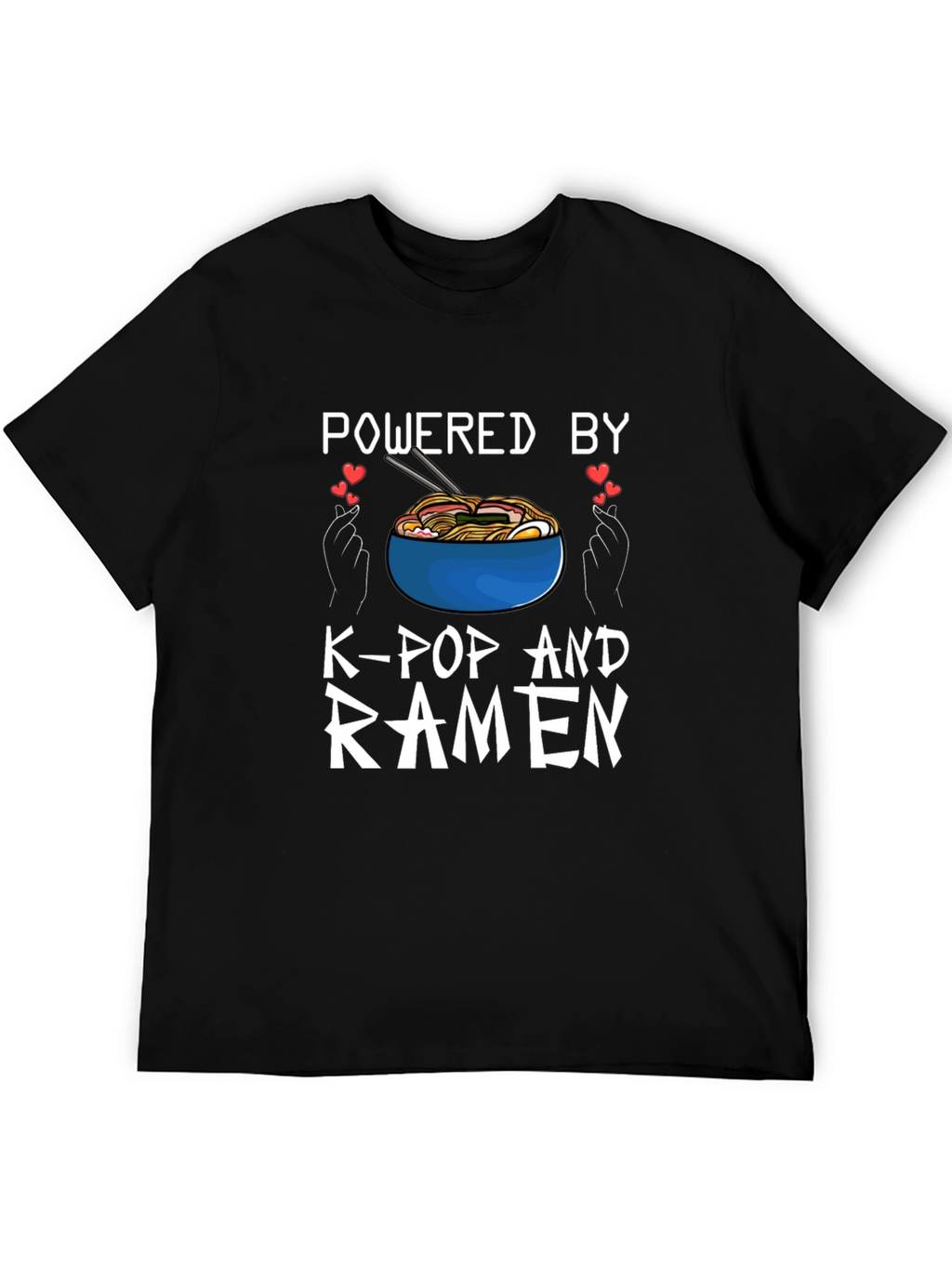Powered by K-Pop and Ramen Black T-Shirt