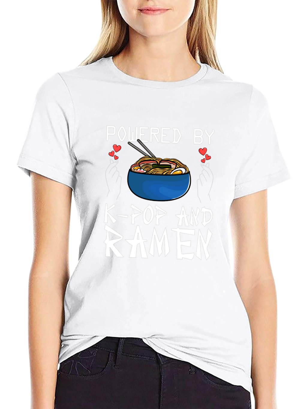 Powered by K-Pop and Ramen Black T-Shirt