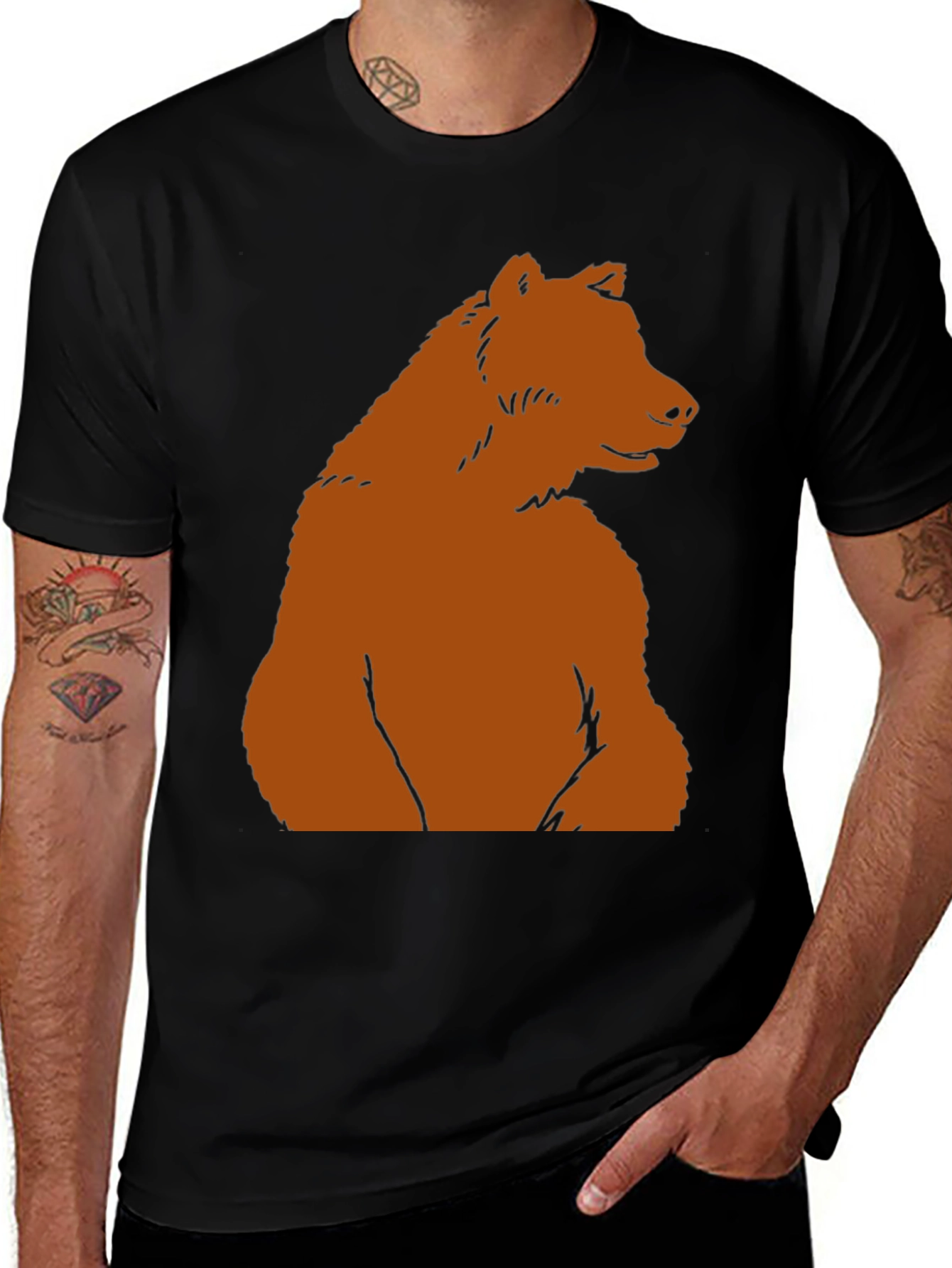 Bear Graphic Tee - Black Casual T-Shirt