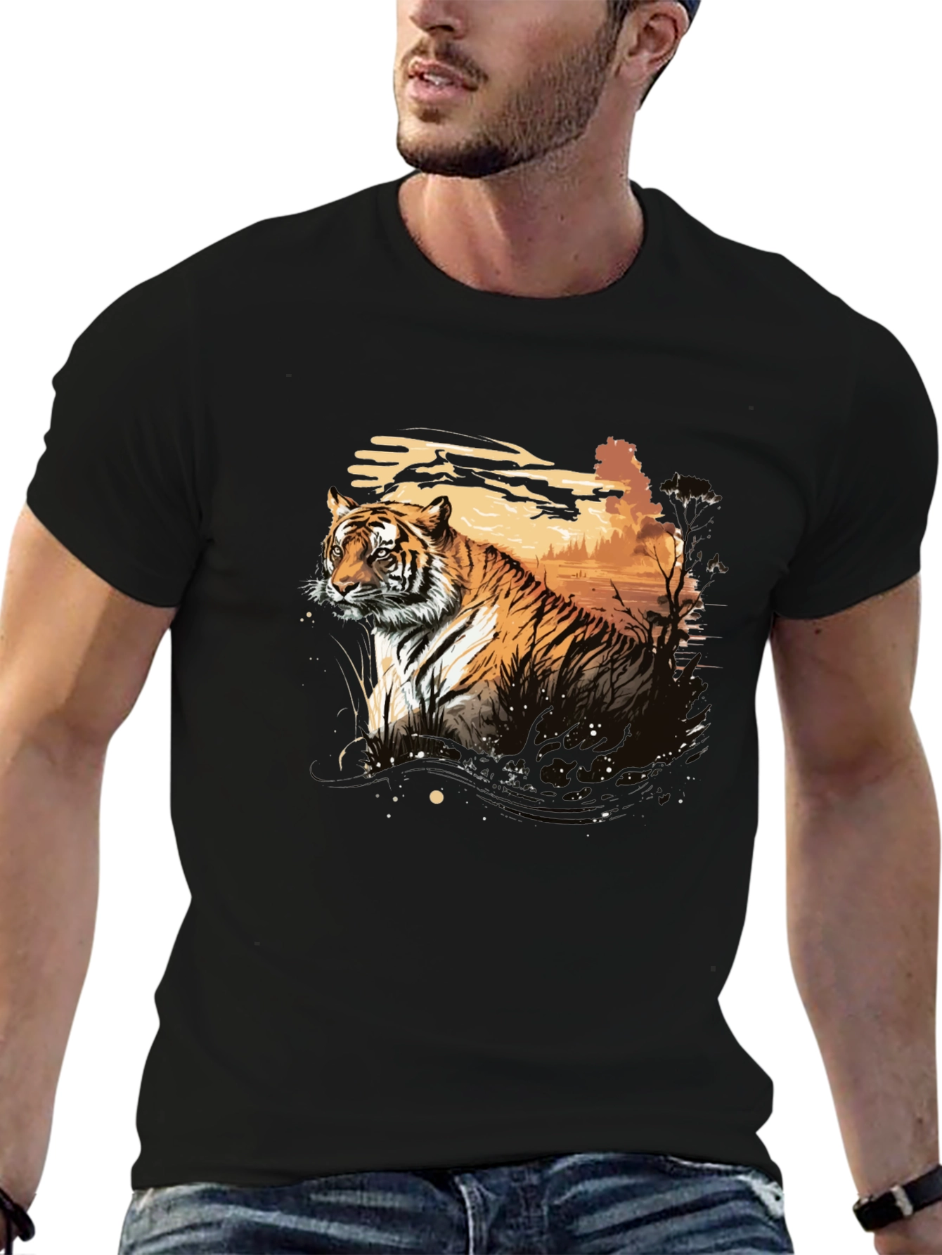 Tiger Graphic Black T-Shirt