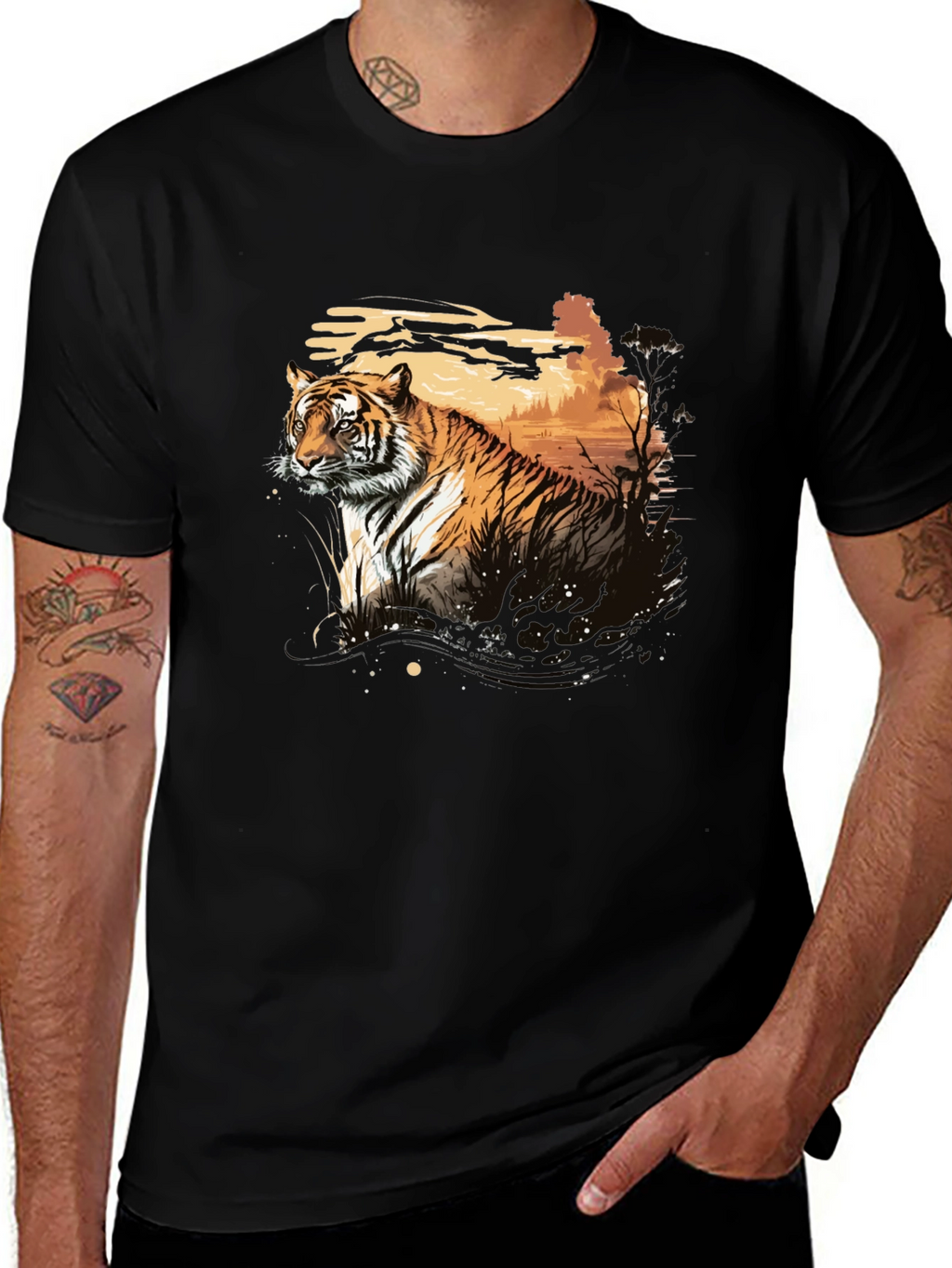 Tiger Graphic Black T-Shirt