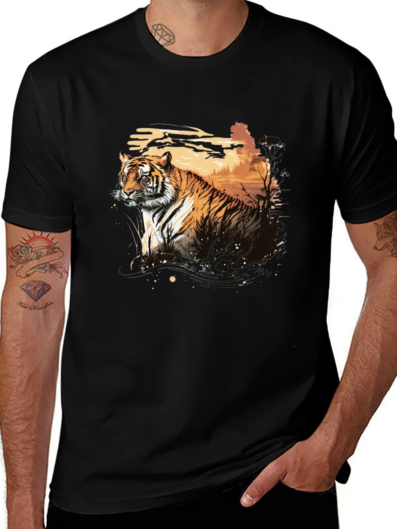 Tiger Graphic Black T-Shirt