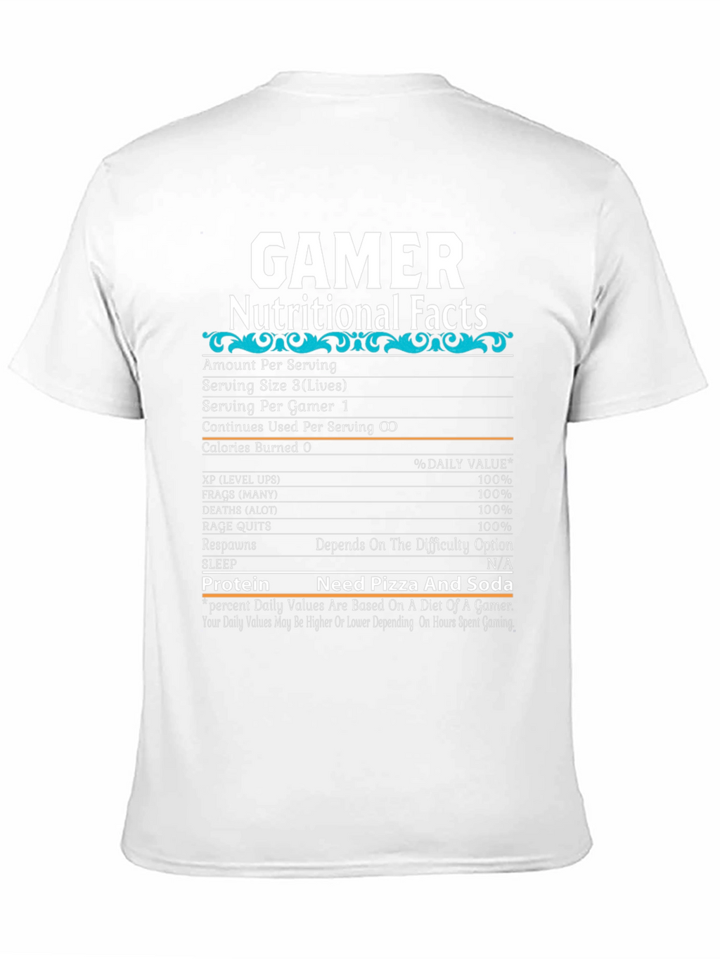 Gamer Nutritional Facts T-Shirt - Funny Gaming Tee
