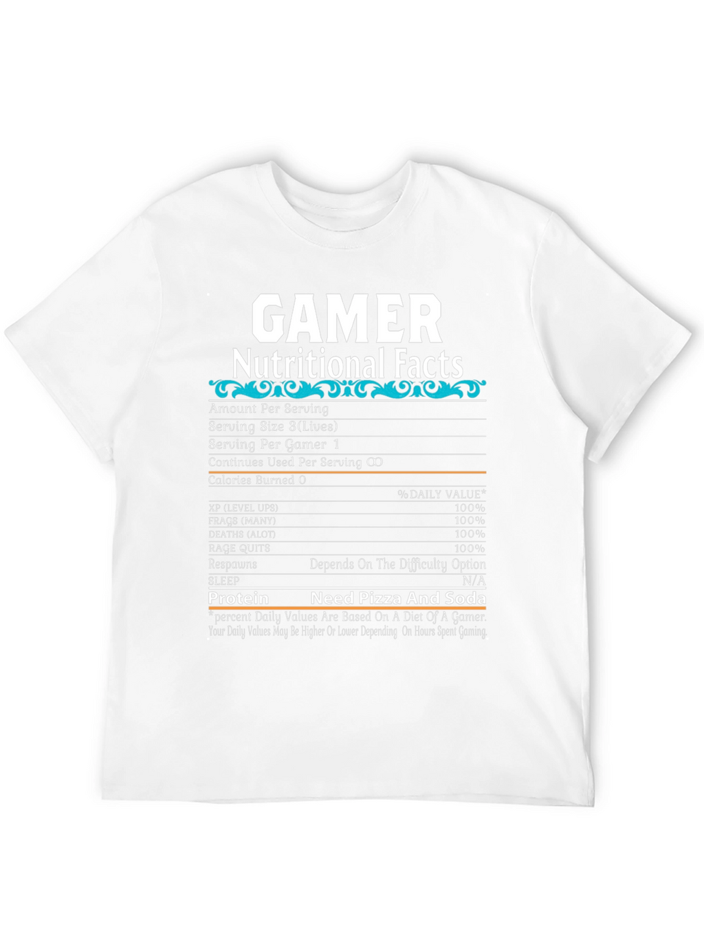 Gamer Nutritional Facts T-Shirt - Funny Gaming Tee
